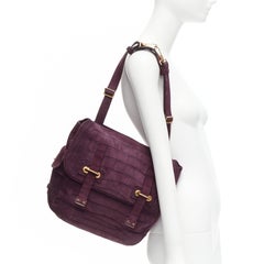 YVES SAINT LAURENT Rive Gauche Besace purple matte leather messenger bag