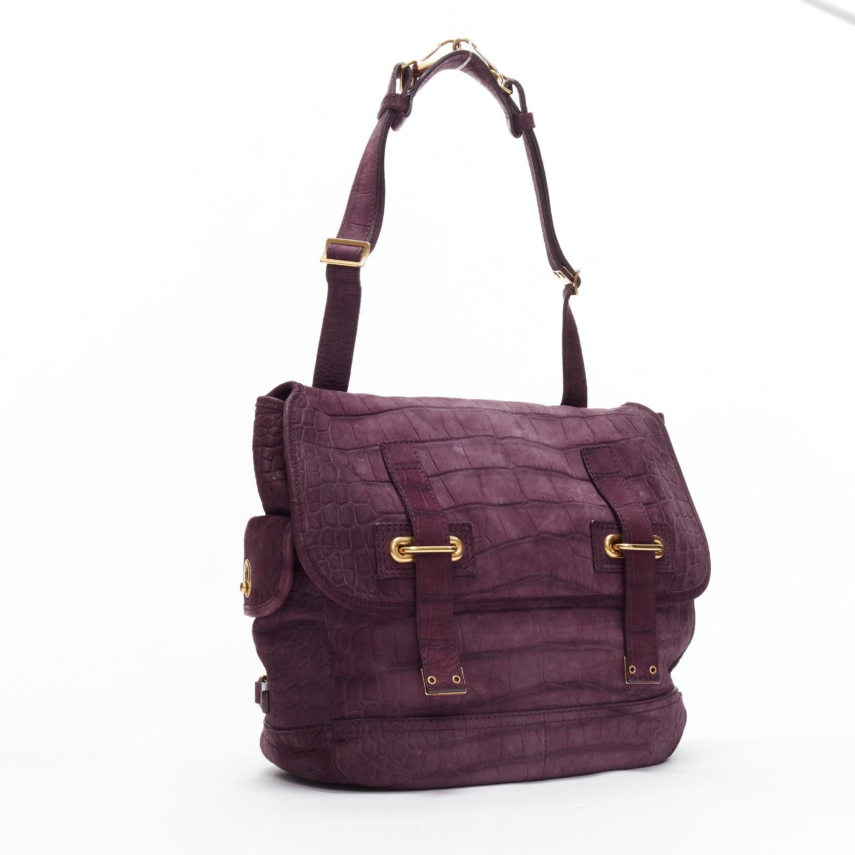 Women's YVES SAINT LAURENT Rive Gauche Besace purple matte leather messenger bag