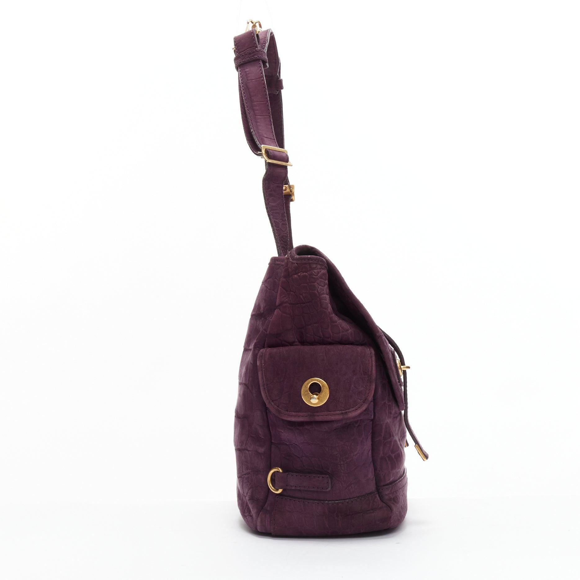 YVES SAINT LAURENT Rive Gauche Besace purple matte leather messenger bag 1