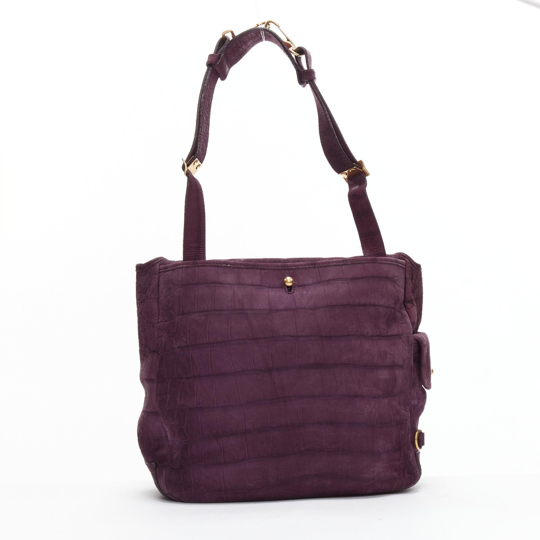 YVES SAINT LAURENT Rive Gauche Besace purple matte leather messenger bag 2