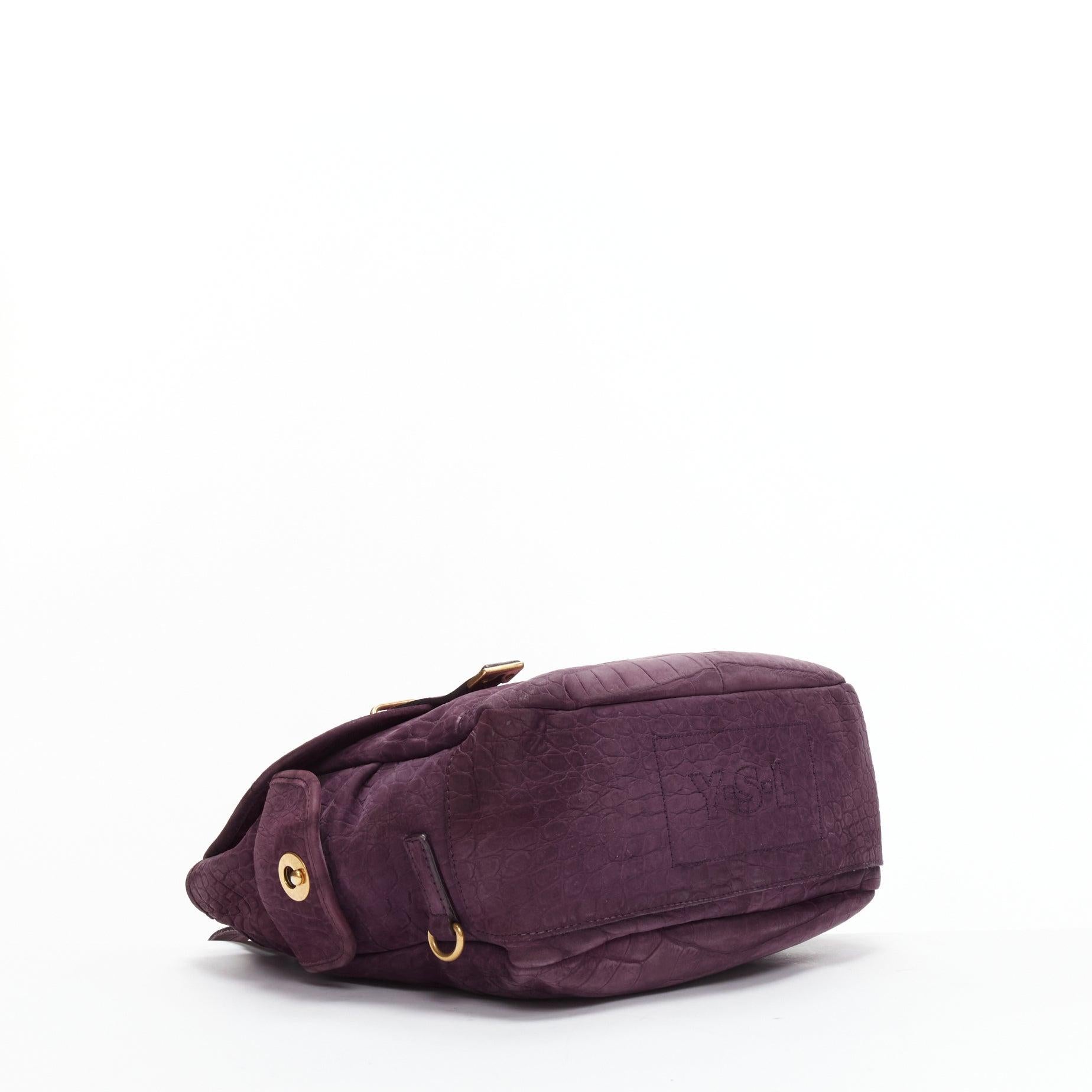 YVES SAINT LAURENT Rive Gauche Besace purple matte leather messenger bag 3