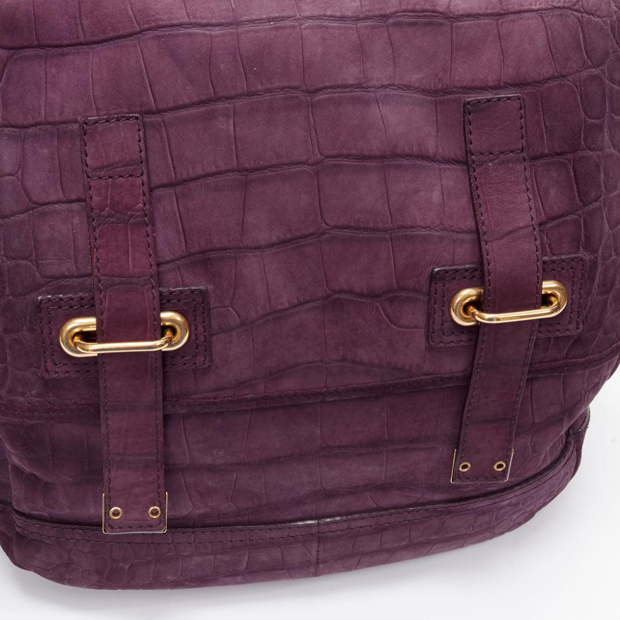 YVES SAINT LAURENT Rive Gauche Besace purple matte leather messenger bag 4