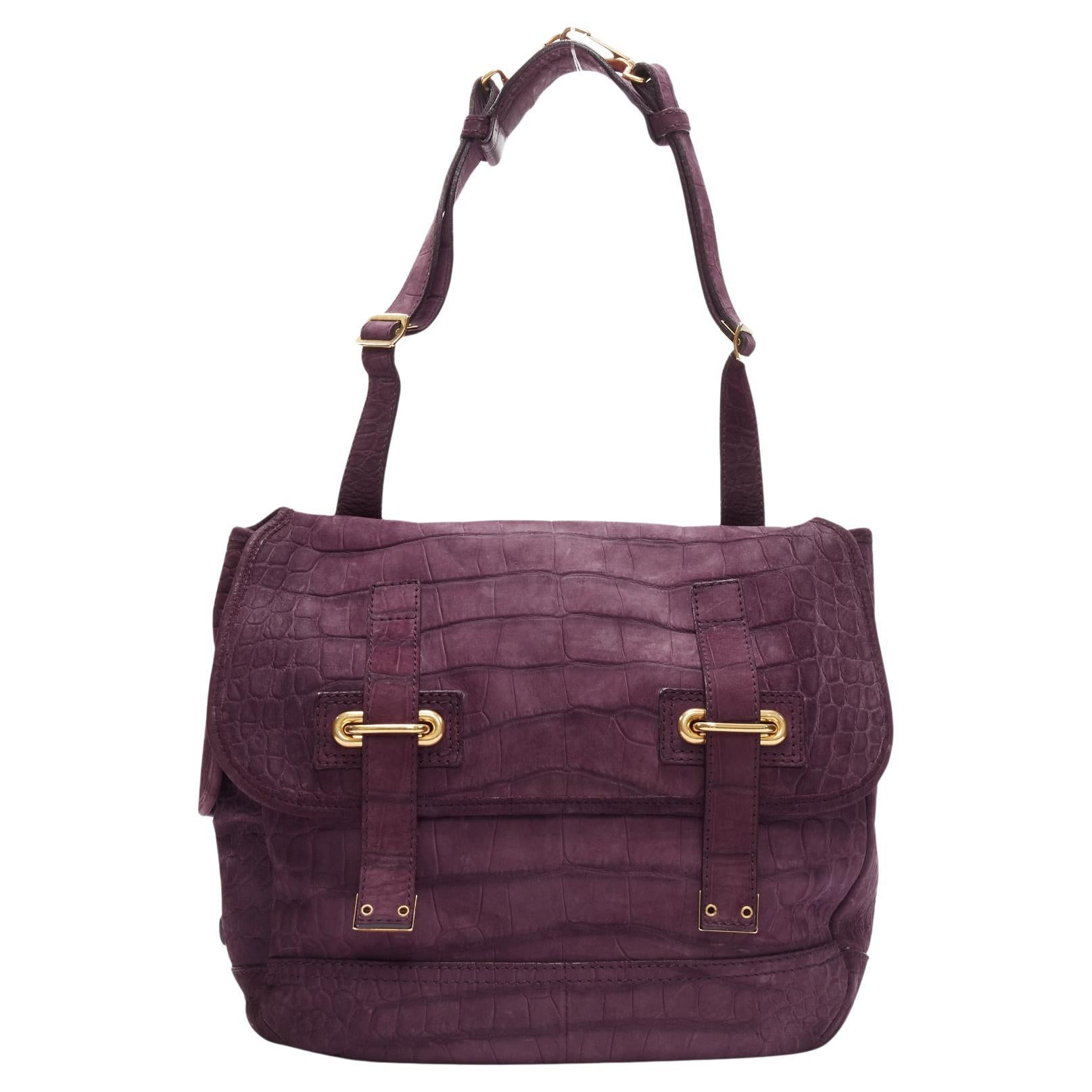 YVES SAINT LAURENT Rive Gauche Besace purple matte leather messenger bag