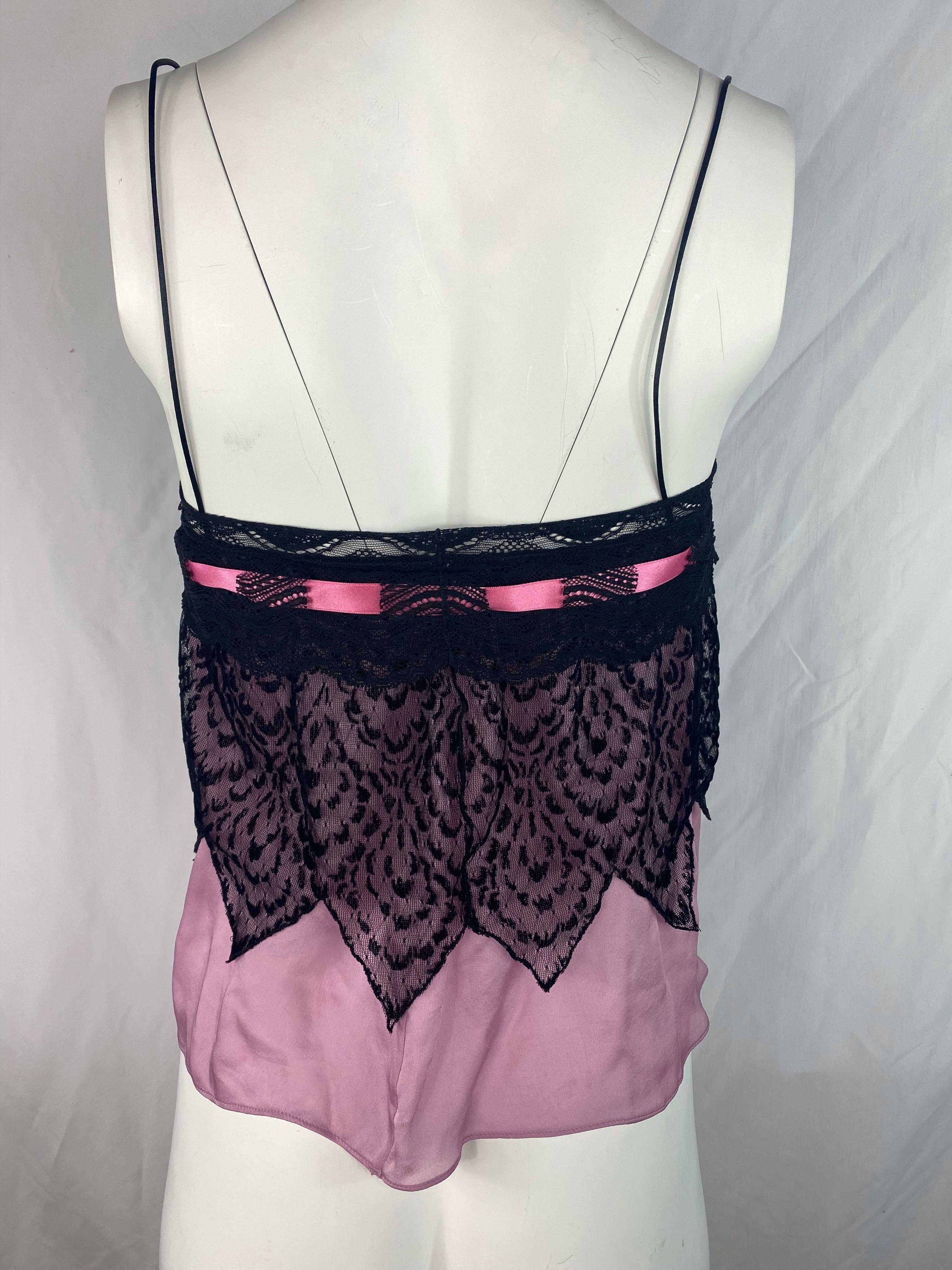 pink and black lace top