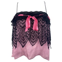 Camiseta de tirantes Yves Saint Laurent Rive Gauche Negra y Rosa, Talla Pequeña