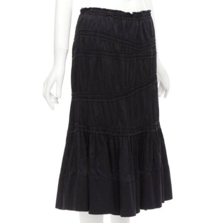Nero Yves Saint Laurent Rive Gauche gonna asimmetrica nera a flauto FR38 M in vendita