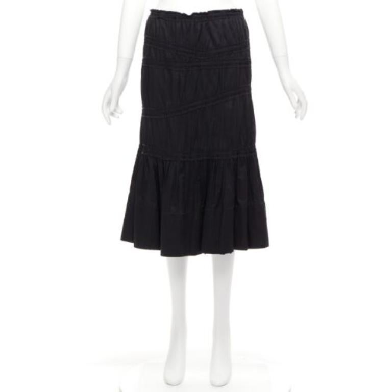 Yves Saint Laurent Rive Gauche gonna asimmetrica nera a flauto FR38 M in vendita 4