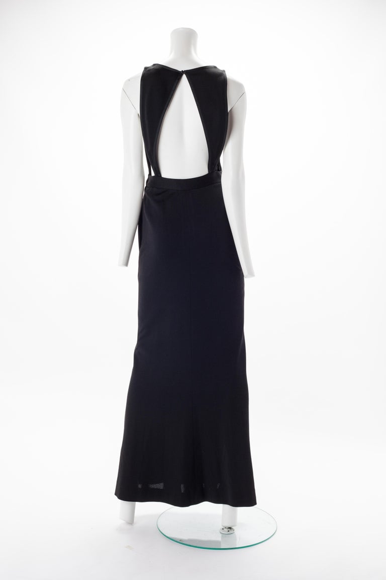 Yves Saint Laurent Rive Gauche Black Gown with Open Back, 1990. In Good Condition For Sale In New York, NY