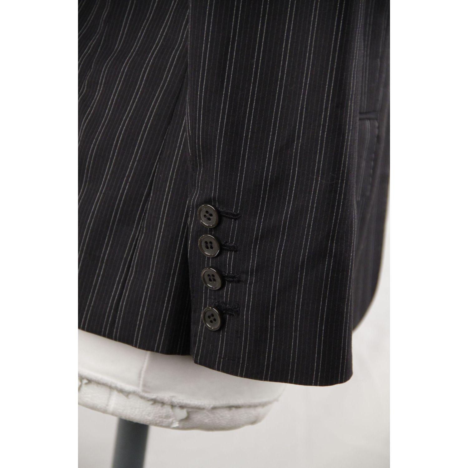 Women's Yves Saint Laurent Rive Gauche Black Pinstriped Blazer Jacket Size 38
