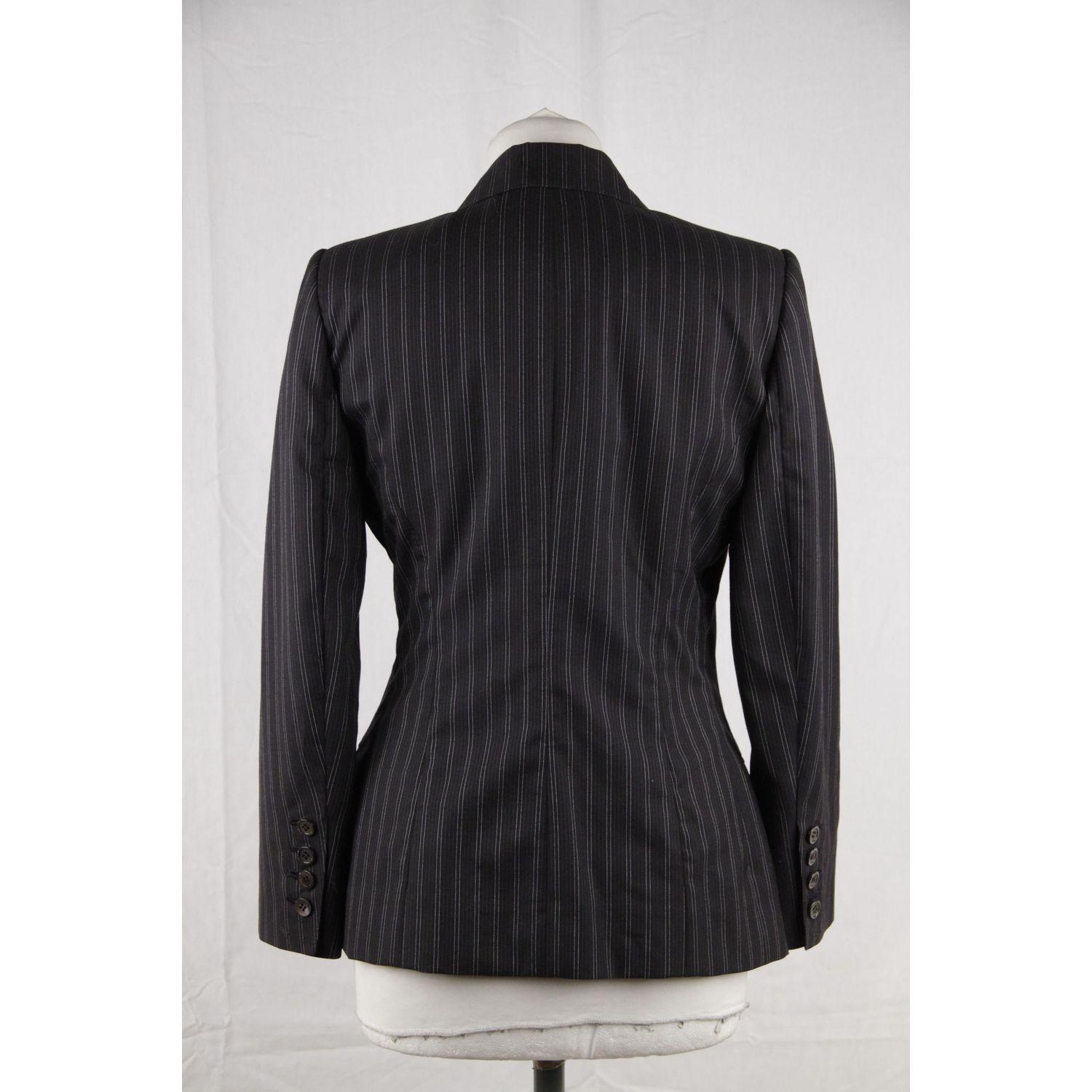 Yves Saint Laurent Rive Gauche Black Pinstriped Blazer Jacket Size 38 1