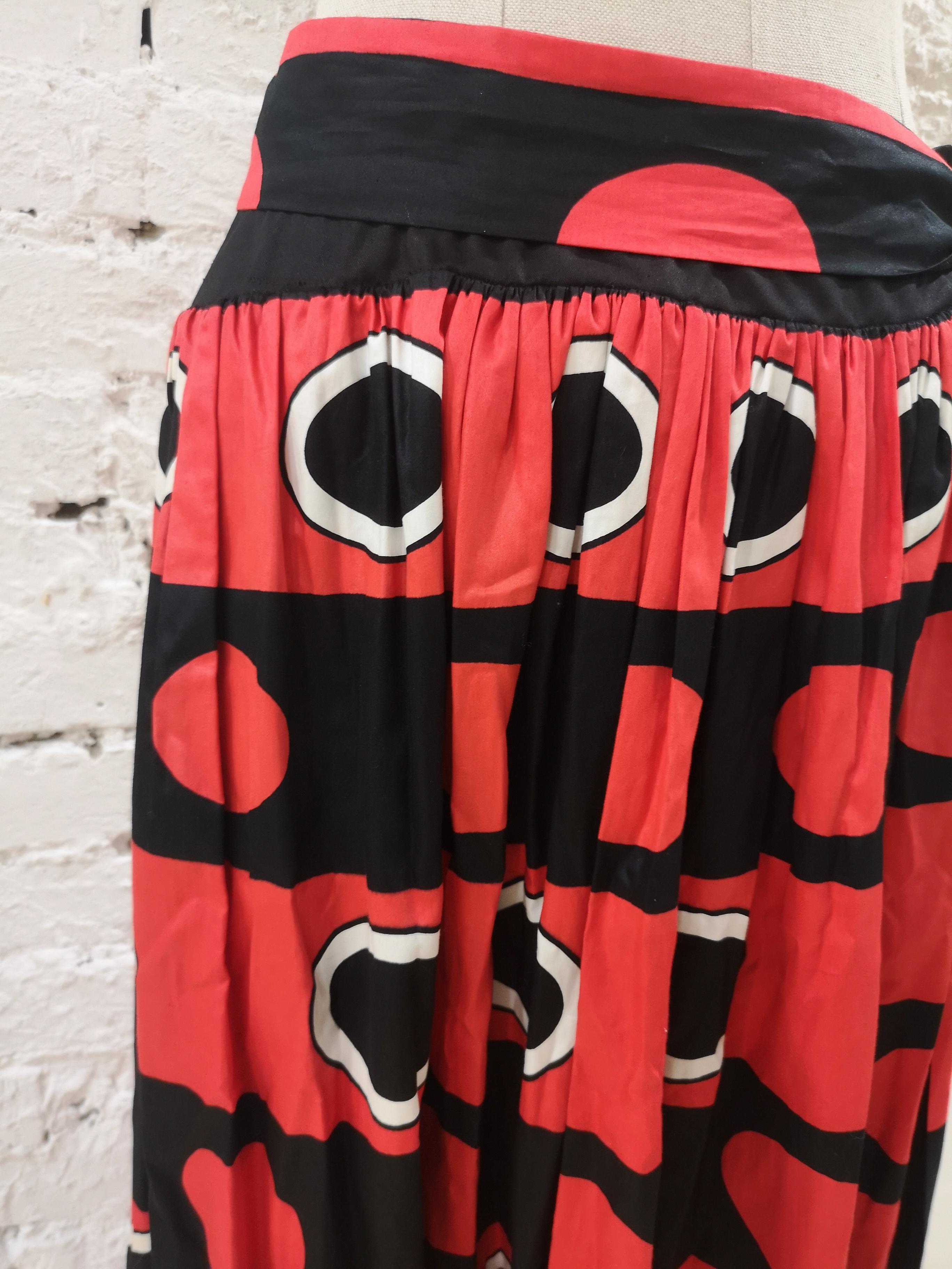 Yves Saint Laurent Rive Gauche black red white long Skirt 1