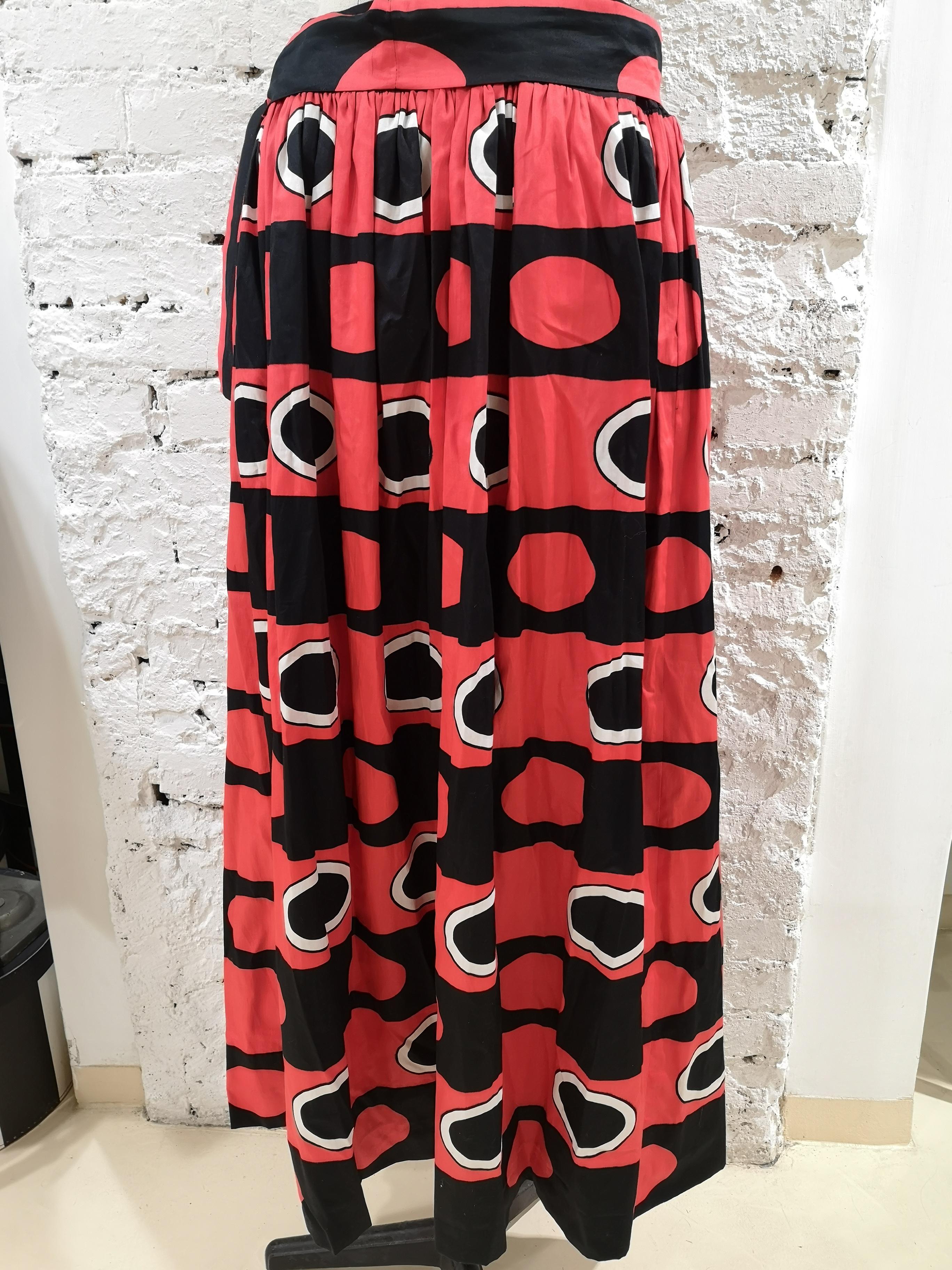 Yves Saint Laurent Rive Gauche black red white long Skirt 2