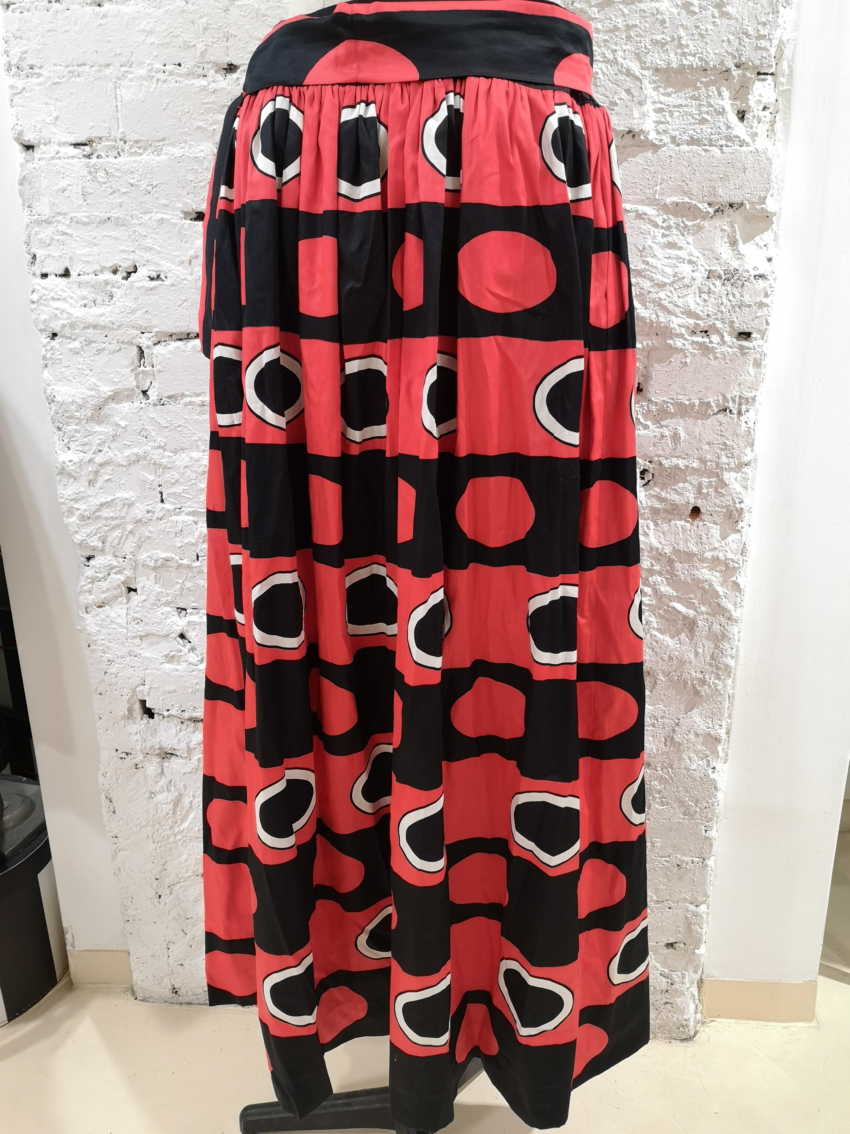 Yves Saint Laurent Rive Gauche black red white long Skirt 3