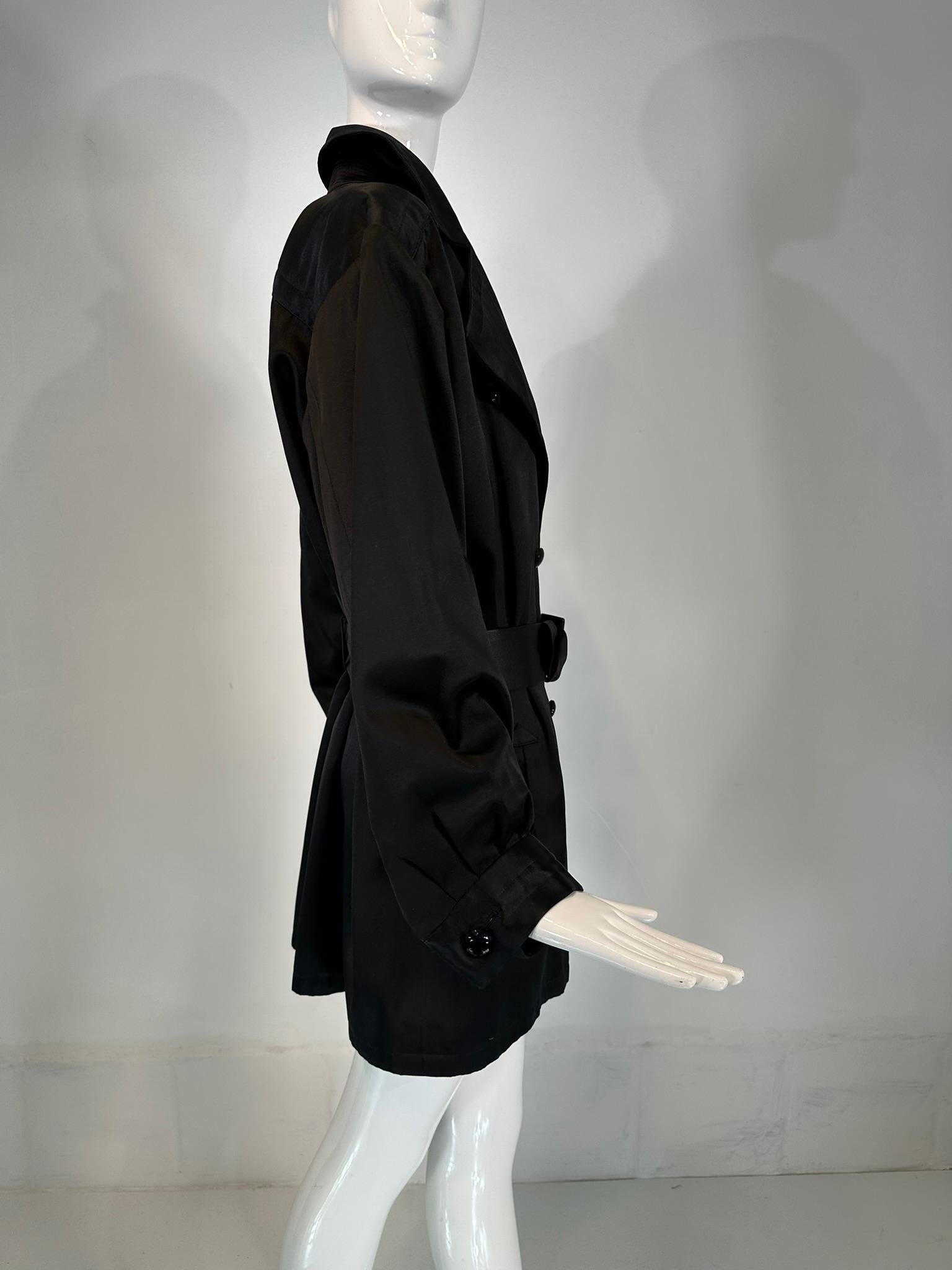 Yves Saint Laurent Rive Gauche Veste de soirée ceinturée à large revers en satin noir 1990 en vente 7