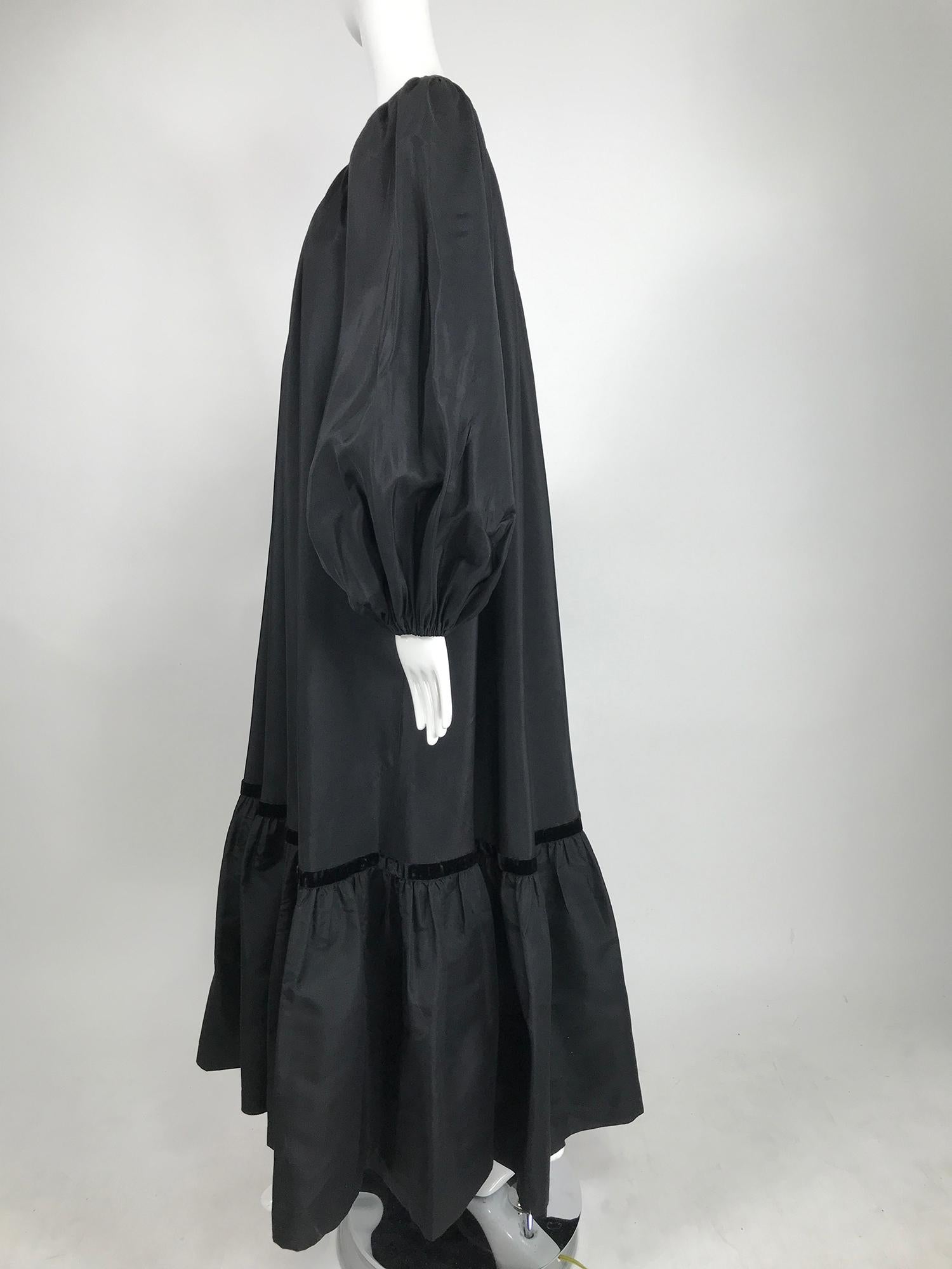Yves Saint Laurent Rive Gauche Black Silk Taffeta Gown 1970s 6