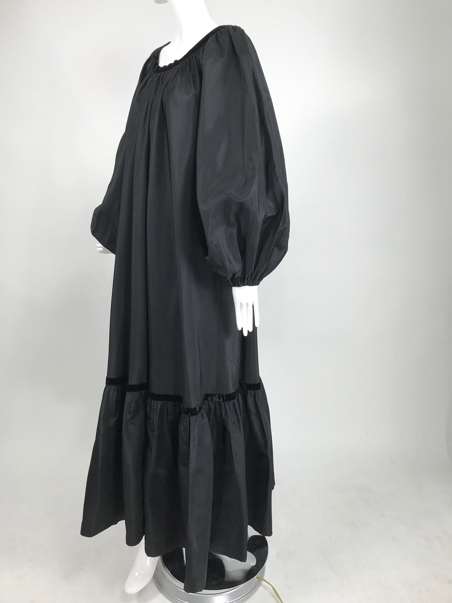 Yves Saint Laurent Rive Gauche Black Silk Taffeta Gown 1970s 7