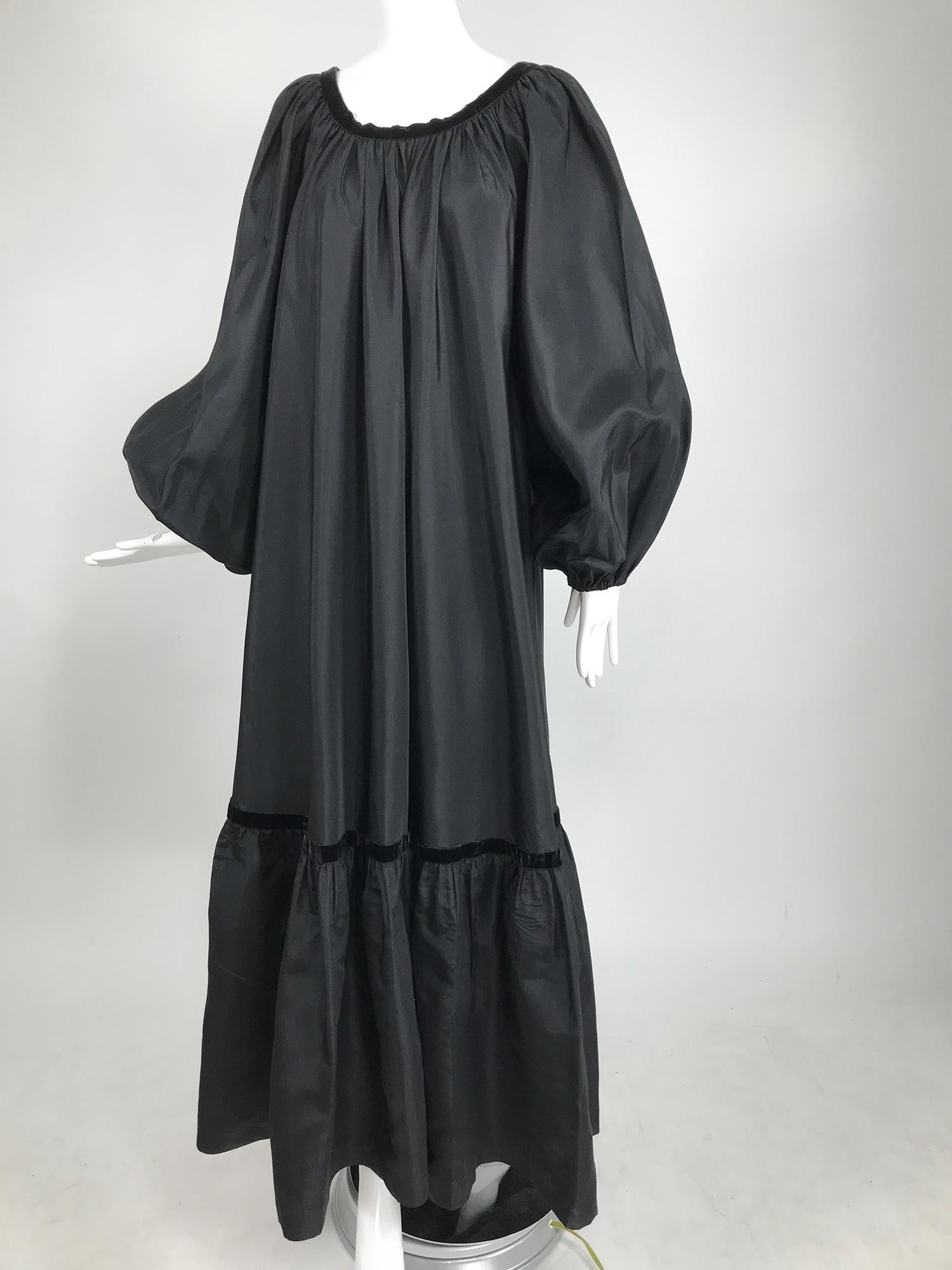 Yves Saint Laurent Rive Gauche Black Silk Taffeta Gown 1970s 8