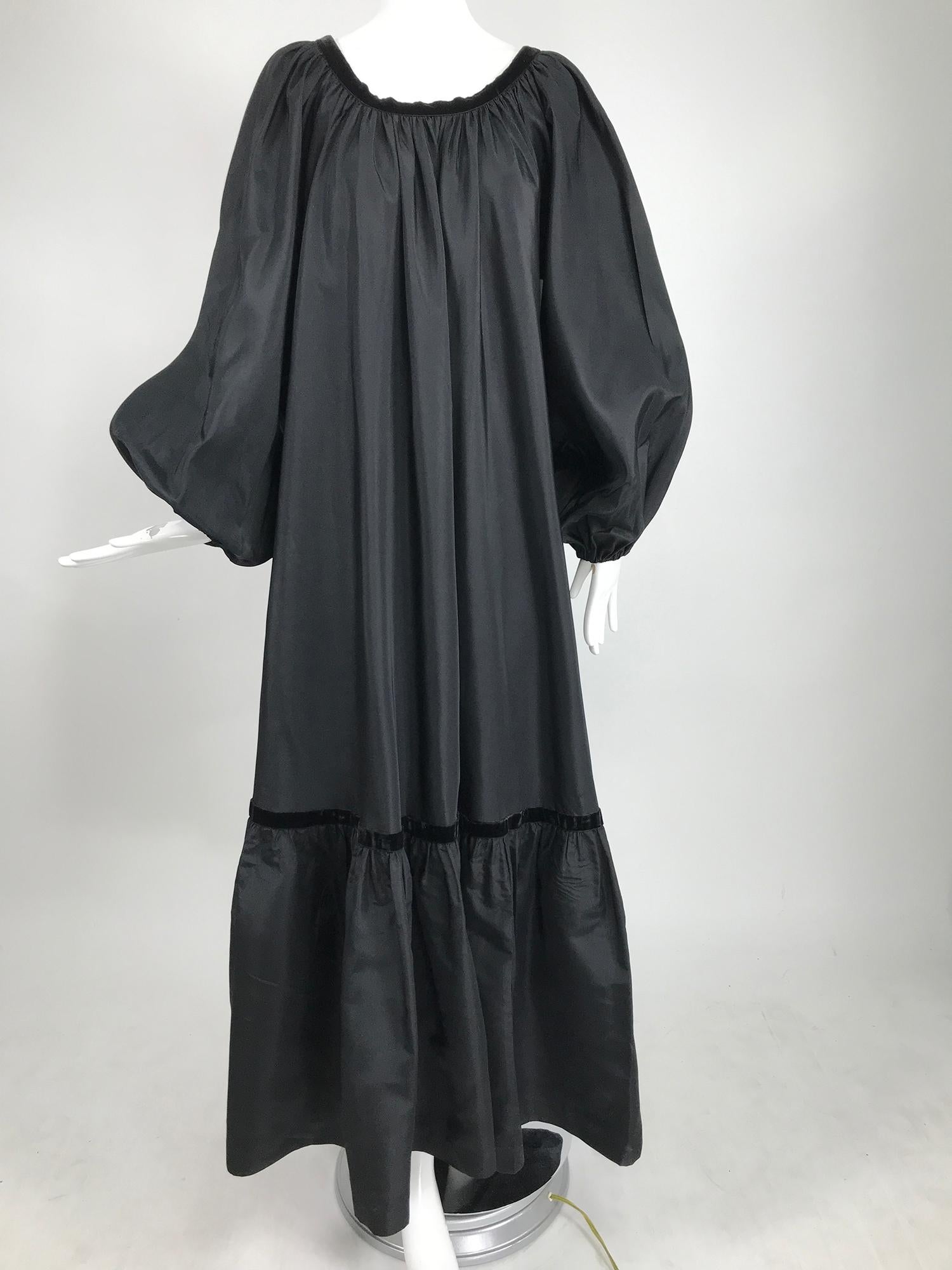Yves Saint Laurent Rive Gauche Black Silk Taffeta Gown 1970s 9