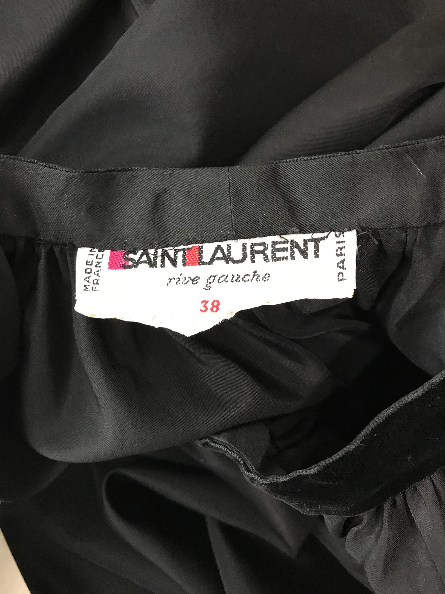 Yves Saint Laurent Rive Gauche Black Silk Taffeta Gown 1970s 10