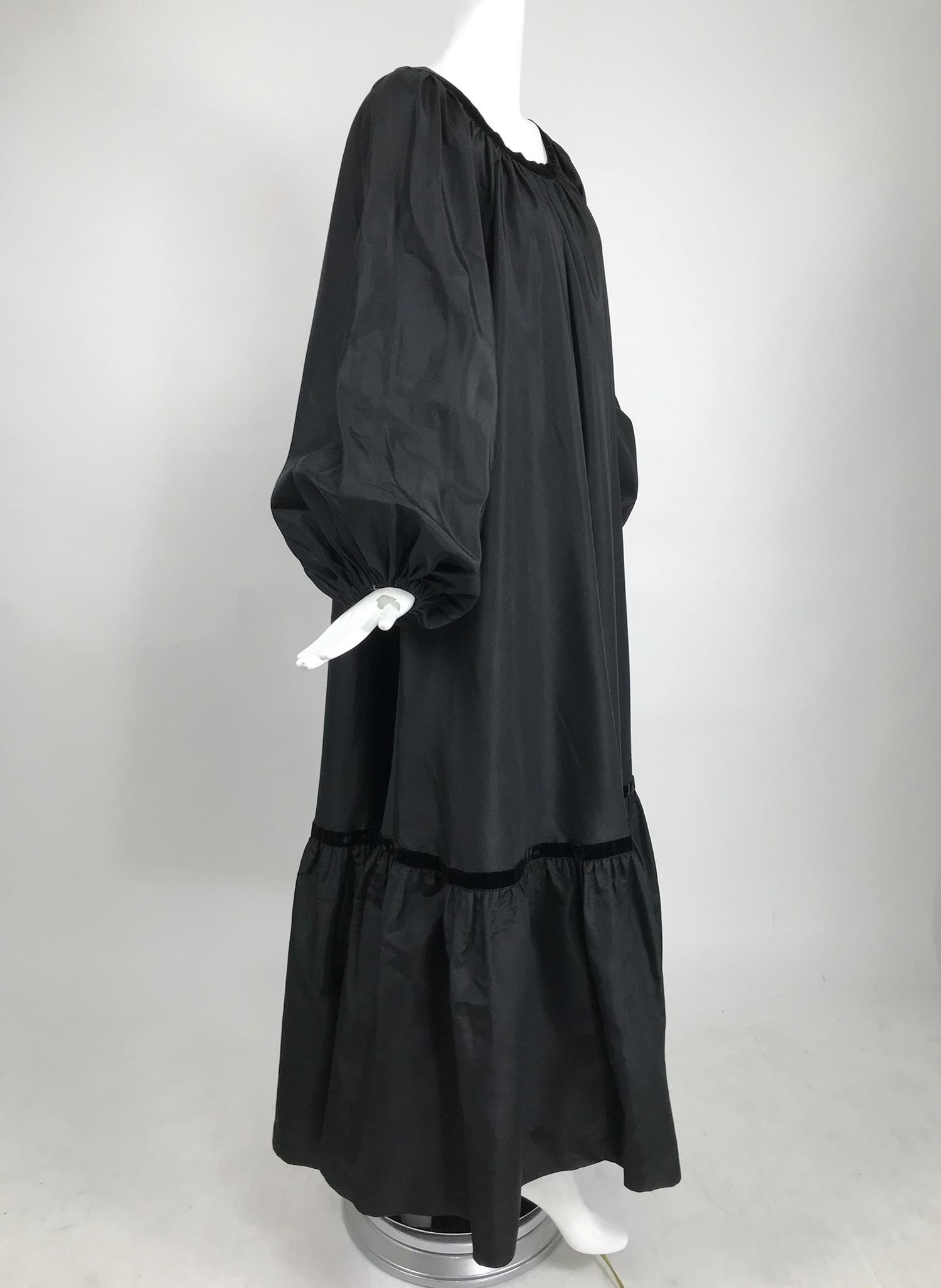 Yves Saint Laurent Rive Gauche Black Silk Taffeta Gown 1970s In Good Condition In West Palm Beach, FL