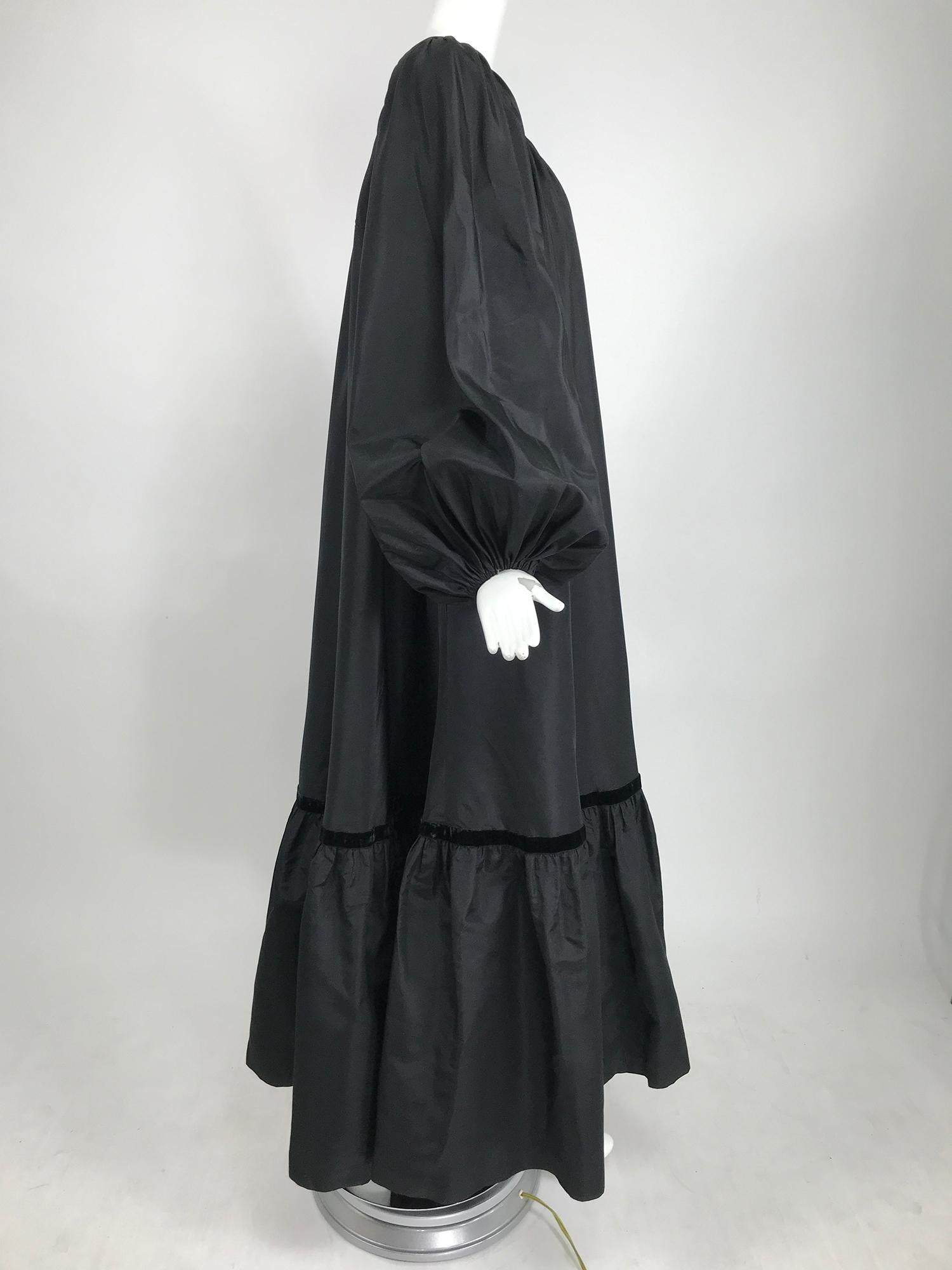 Women's Yves Saint Laurent Rive Gauche Black Silk Taffeta Gown 1970s