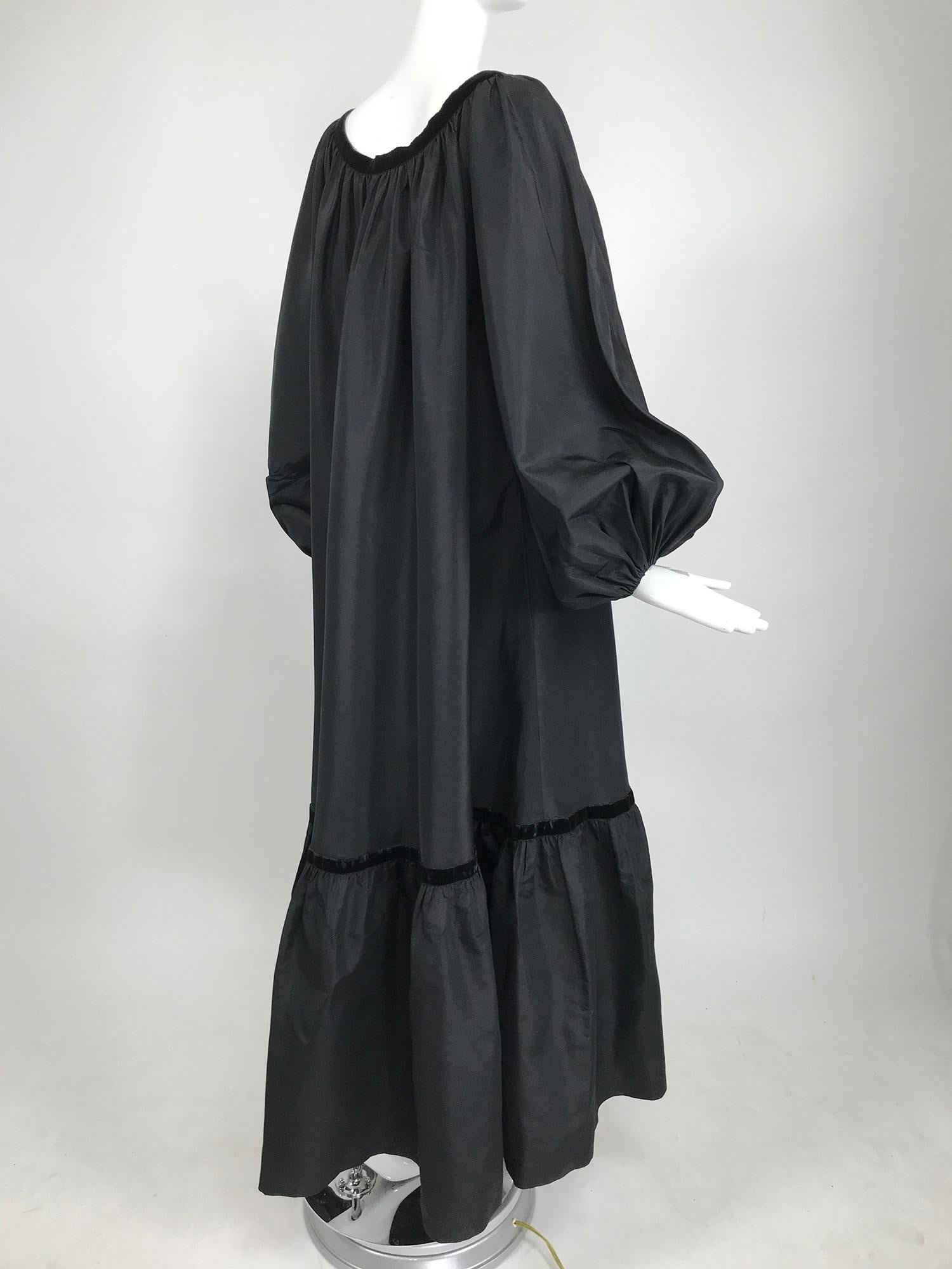 Yves Saint Laurent Rive Gauche Black Silk Taffeta Gown 1970s 1