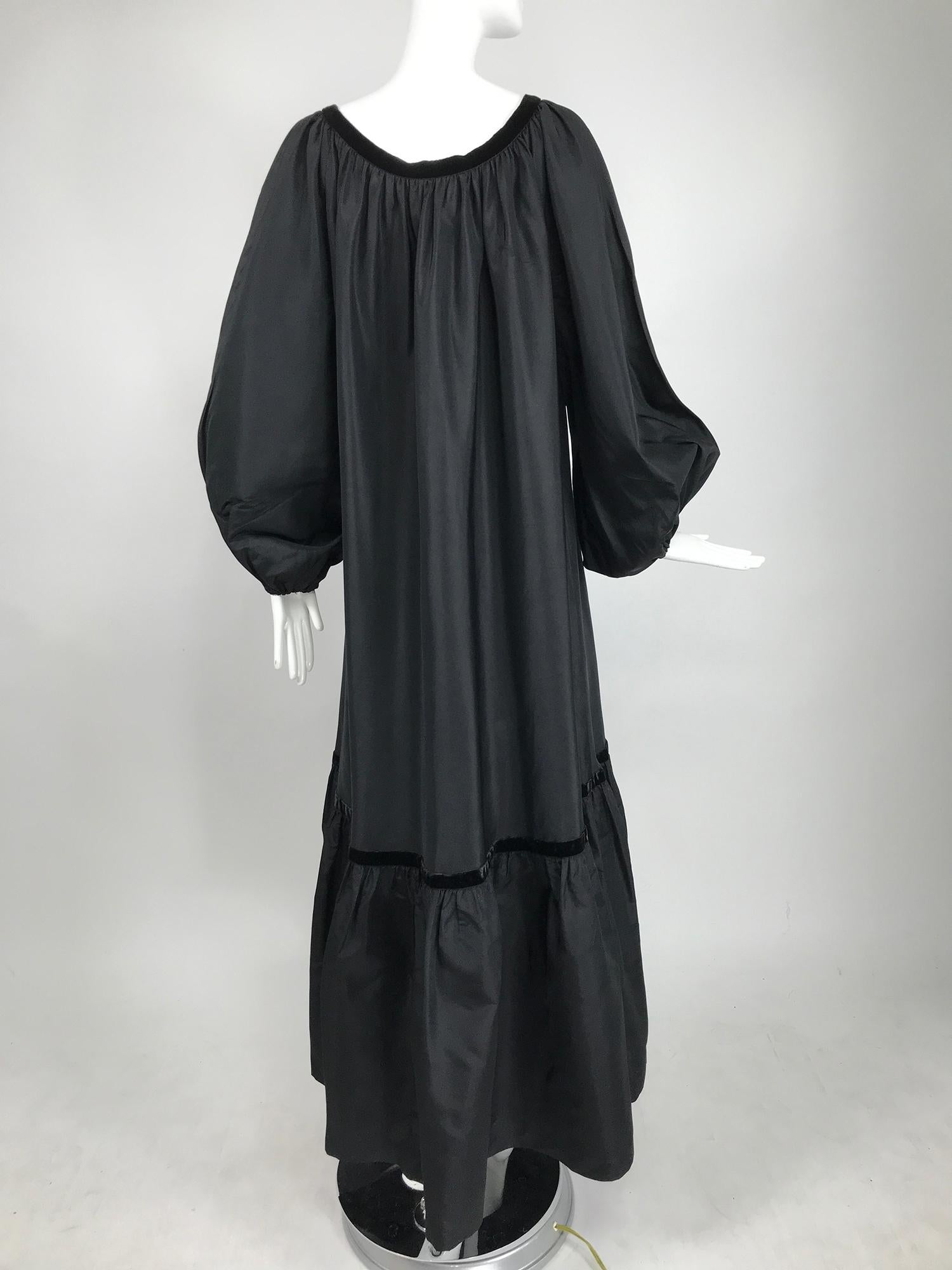 Yves Saint Laurent Rive Gauche Black Silk Taffeta Gown 1970s 2