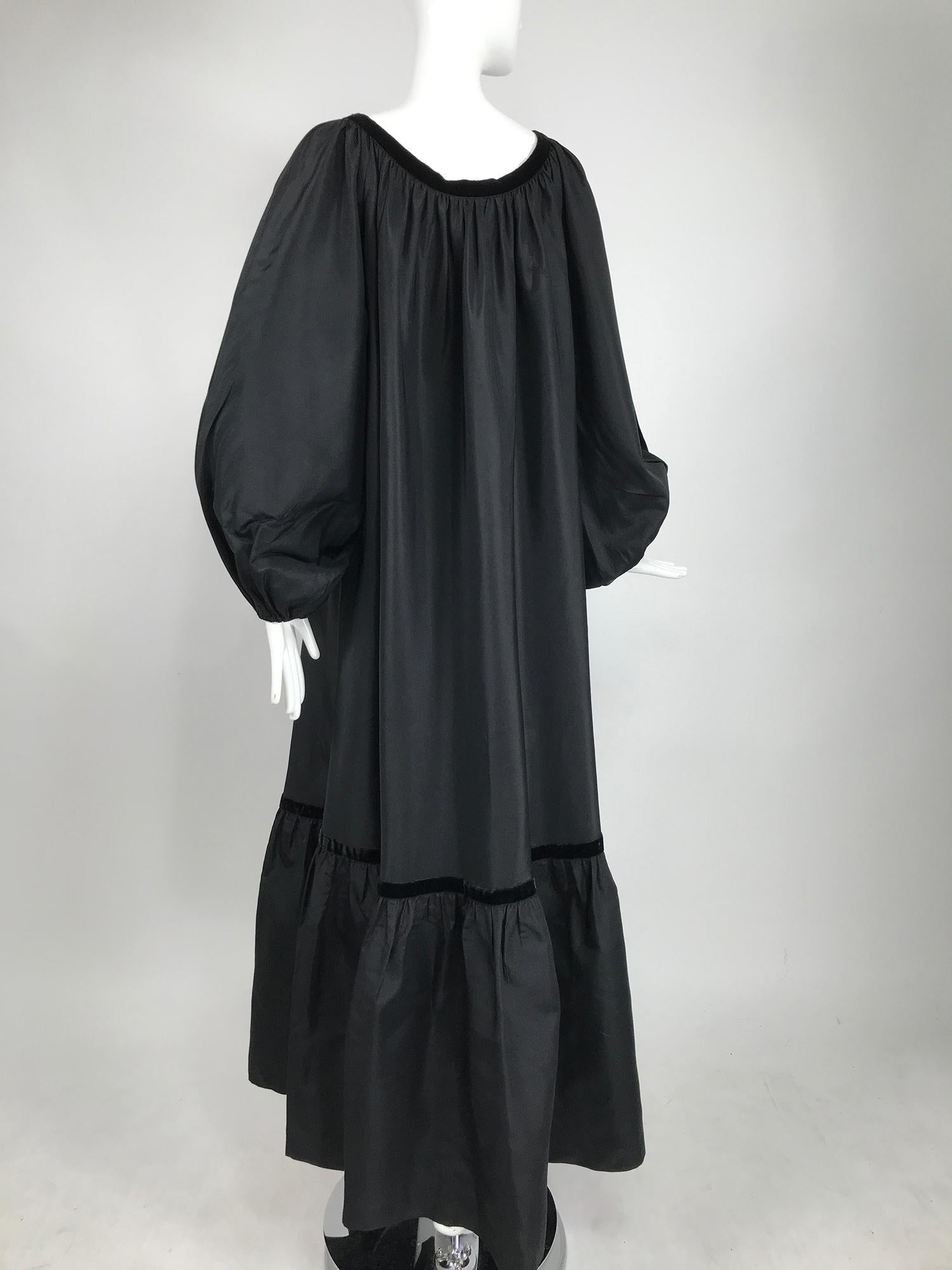 Yves Saint Laurent Rive Gauche Black Silk Taffeta Gown 1970s 3