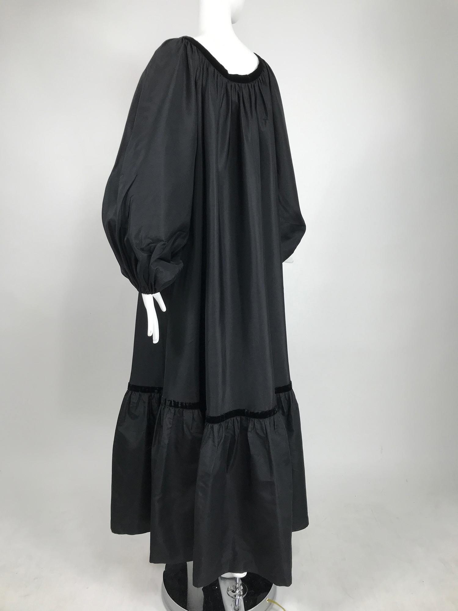 Yves Saint Laurent Rive Gauche Black Silk Taffeta Gown 1970s 4