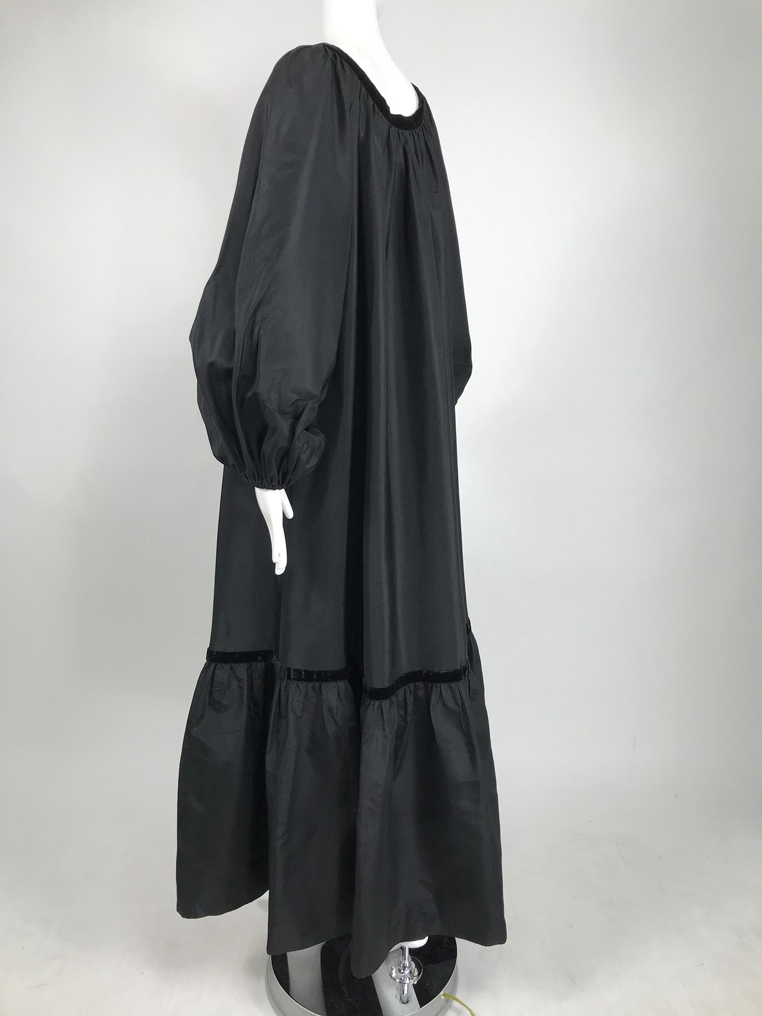 Yves Saint Laurent Rive Gauche Black Silk Taffeta Gown 1970s 5