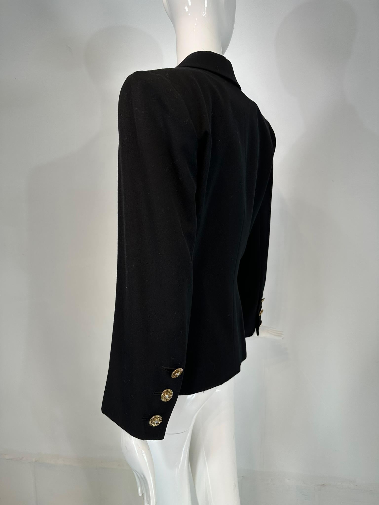 Yves Saint Laurent Rive Gauche Veste croisée noire à épaules structurées en vente 5