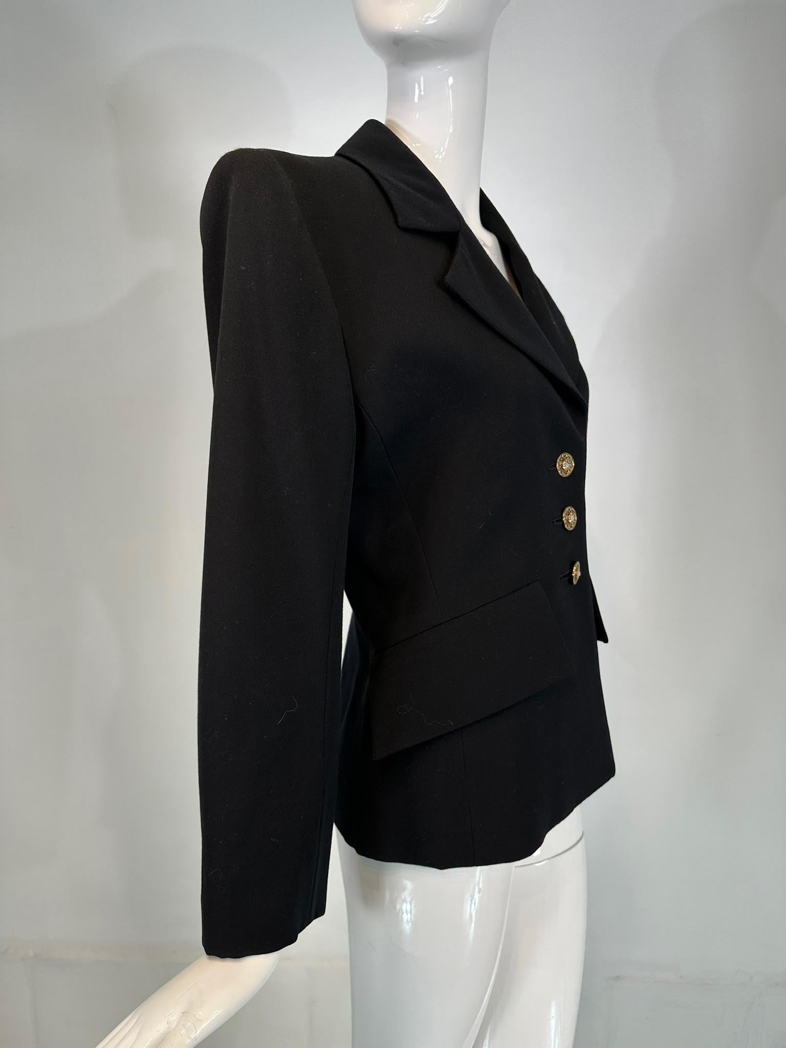 Noir Yves Saint Laurent Rive Gauche Veste croisée noire à épaules structurées en vente
