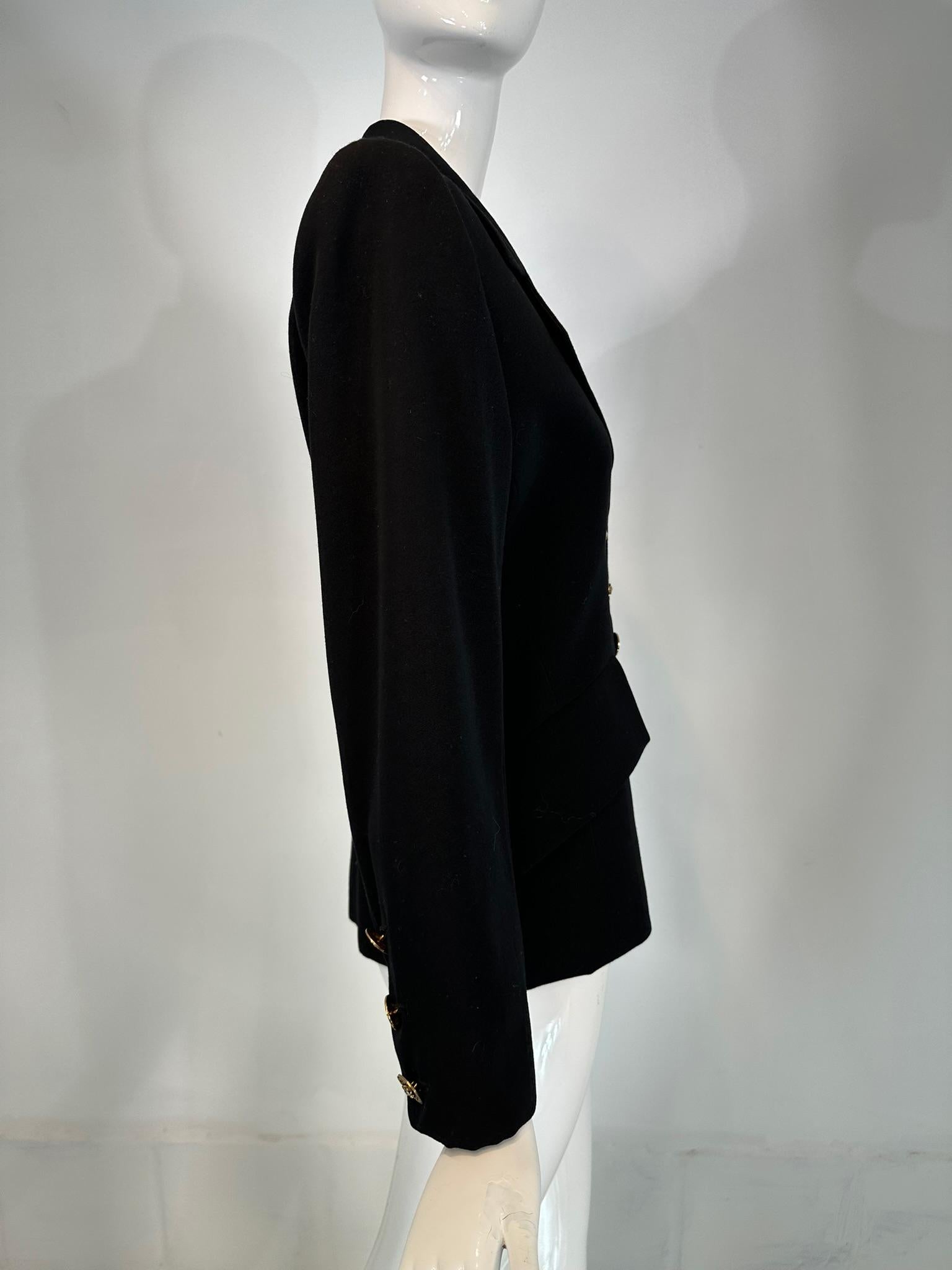 Yves Saint Laurent Rive Gauche Veste croisée noire à épaules structurées Bon état - En vente à West Palm Beach, FL