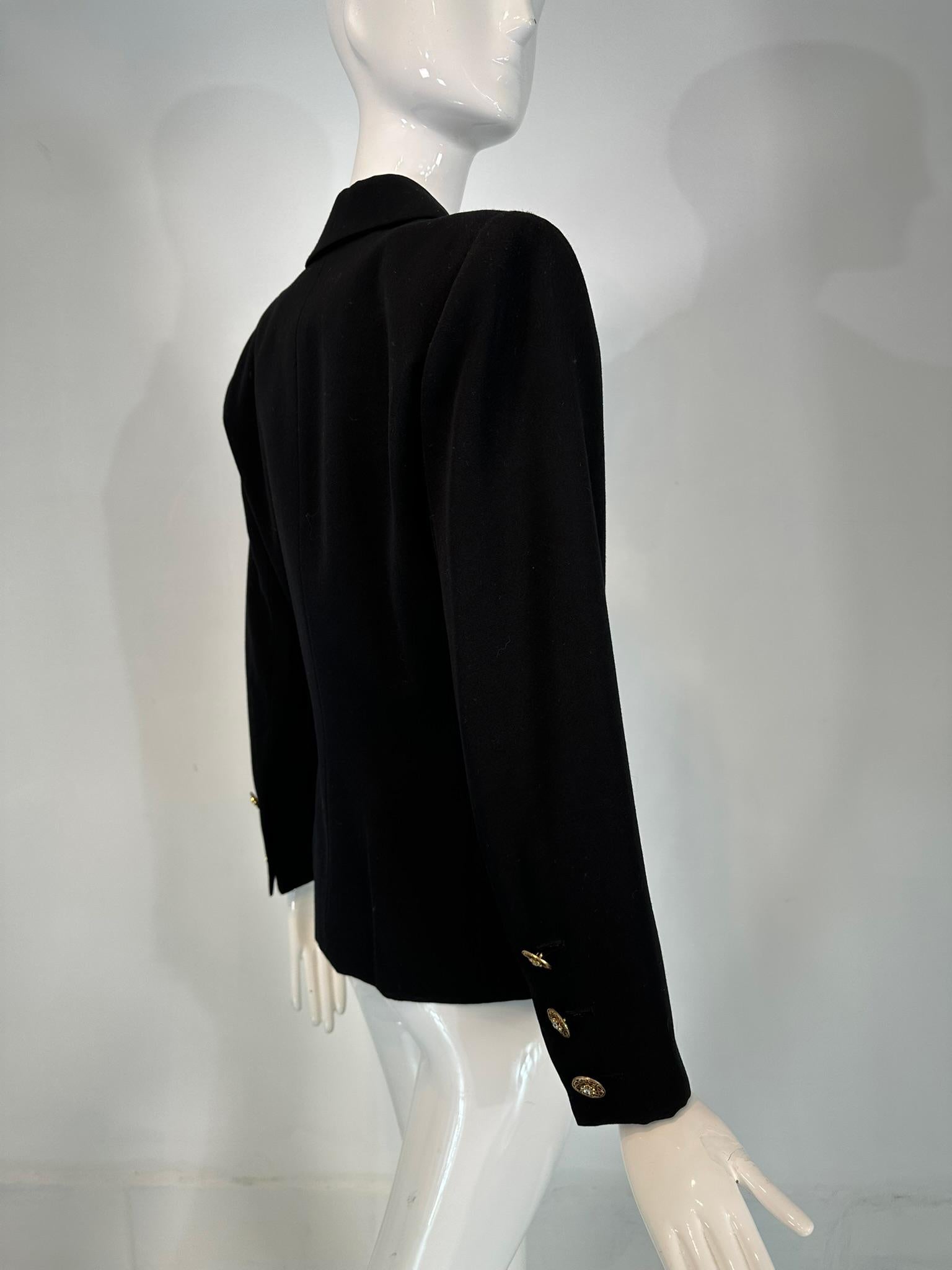 Yves Saint Laurent Rive Gauche Veste croisée noire à épaules structurées Pour femmes en vente