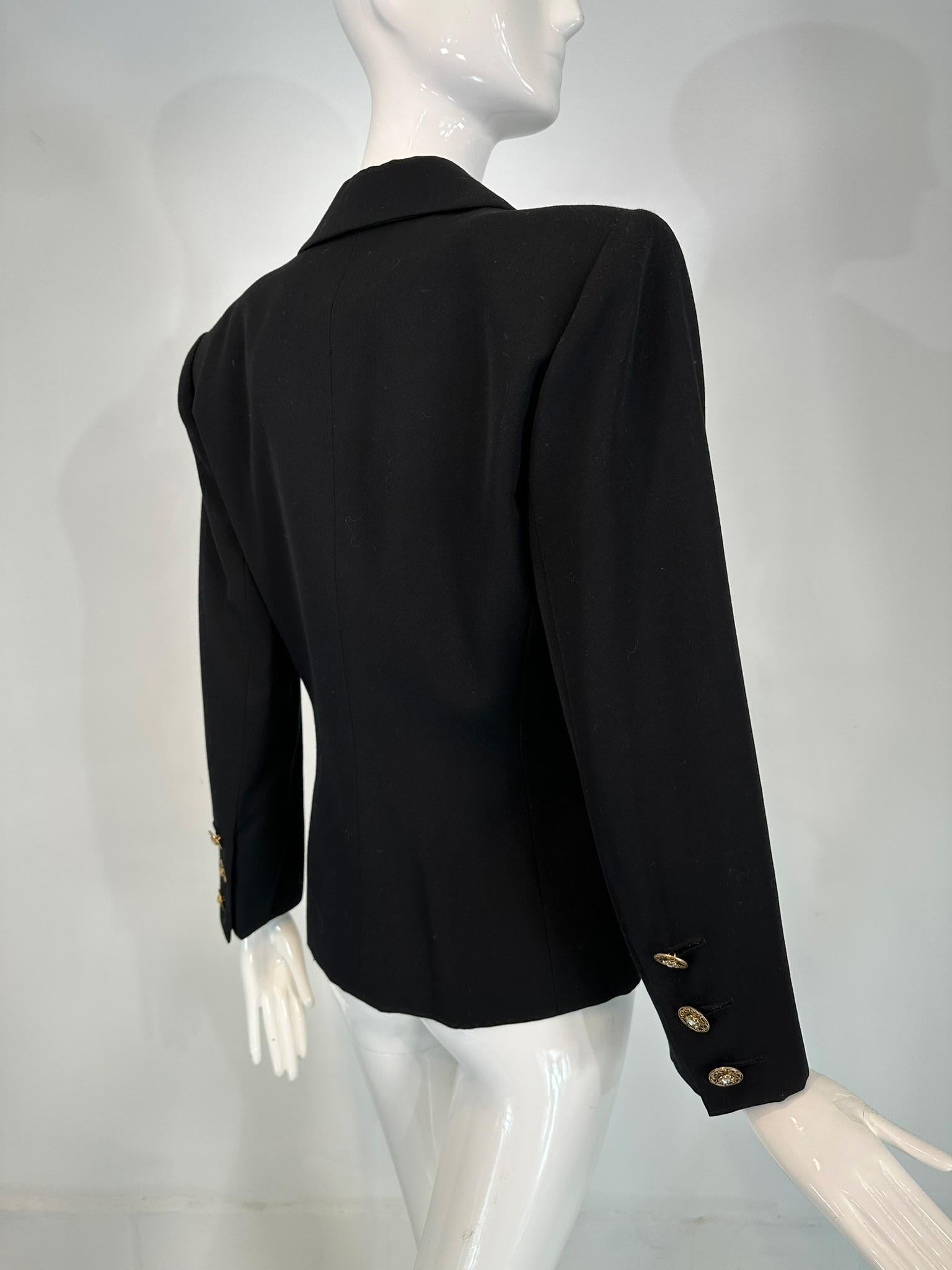 Yves Saint Laurent Rive Gauche Veste croisée noire à épaules structurées en vente 1
