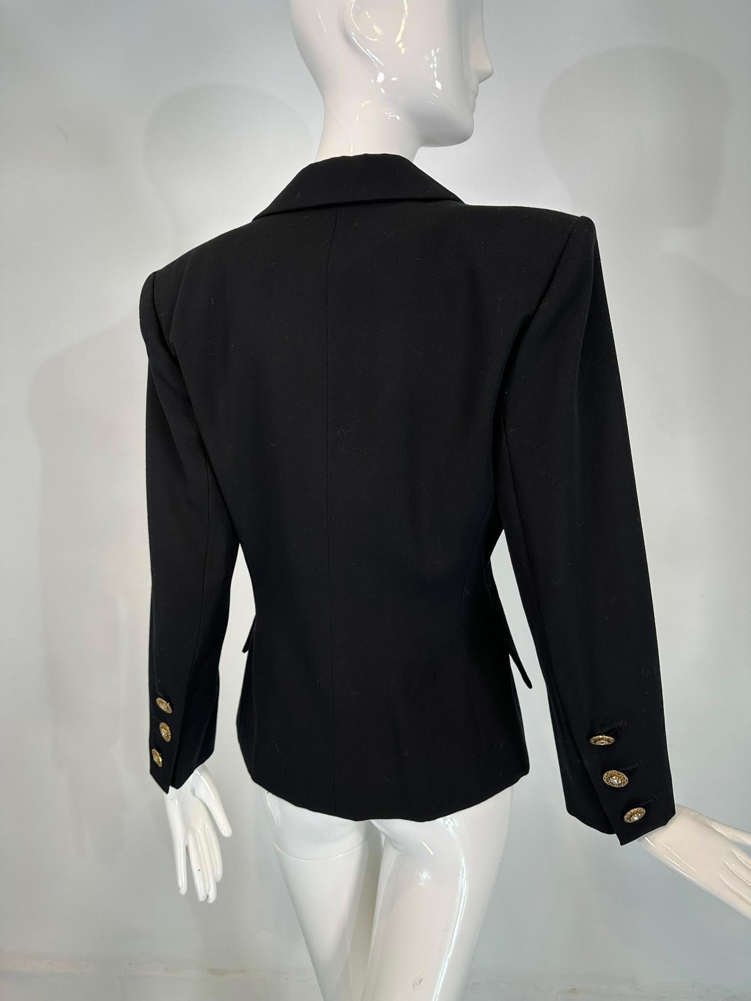 Yves Saint Laurent Rive Gauche Veste croisée noire à épaules structurées en vente 2