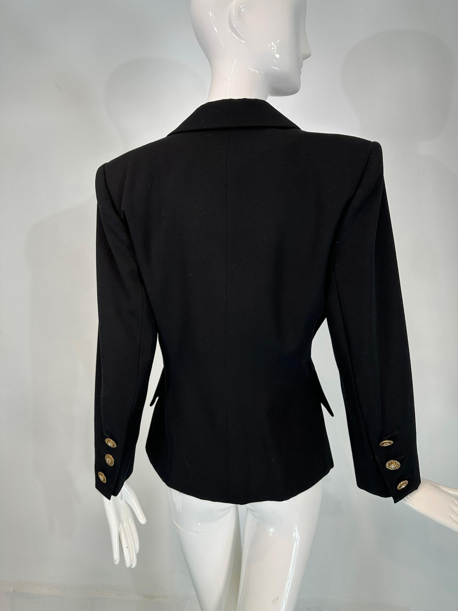 Yves Saint Laurent Rive Gauche Veste croisée noire à épaules structurées en vente 3