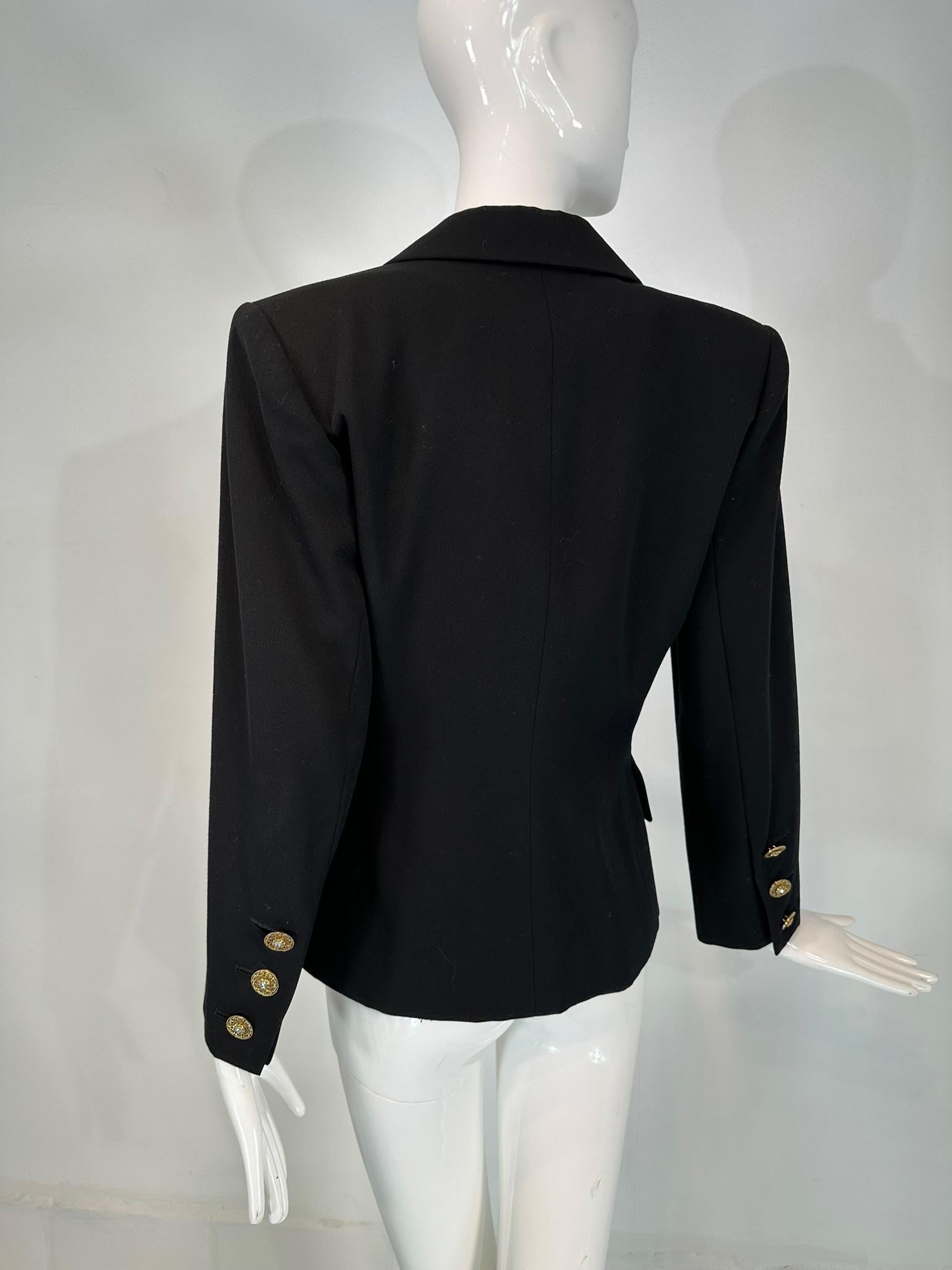 Yves Saint Laurent Rive Gauche Veste croisée noire à épaules structurées en vente 4
