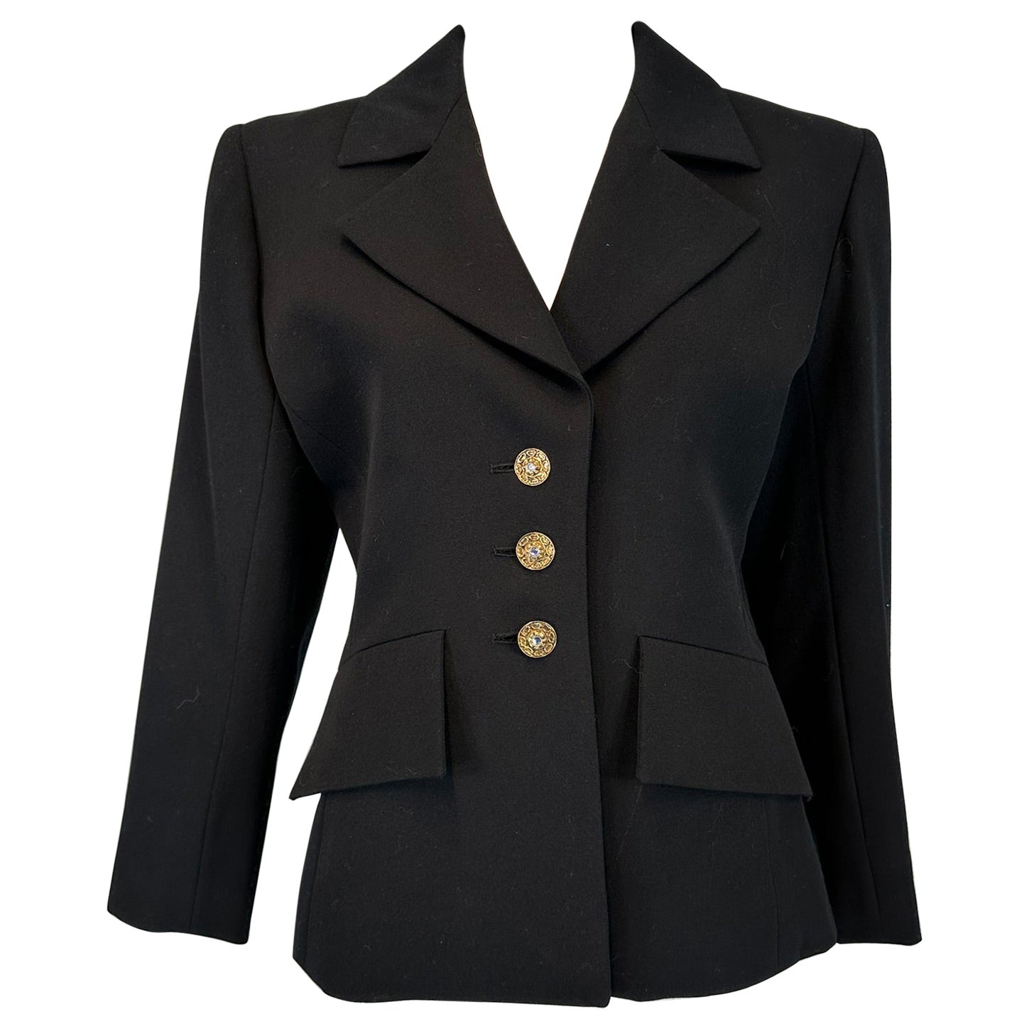 Yves Saint Laurent Rive Gauche Veste croisée noire à épaules structurées