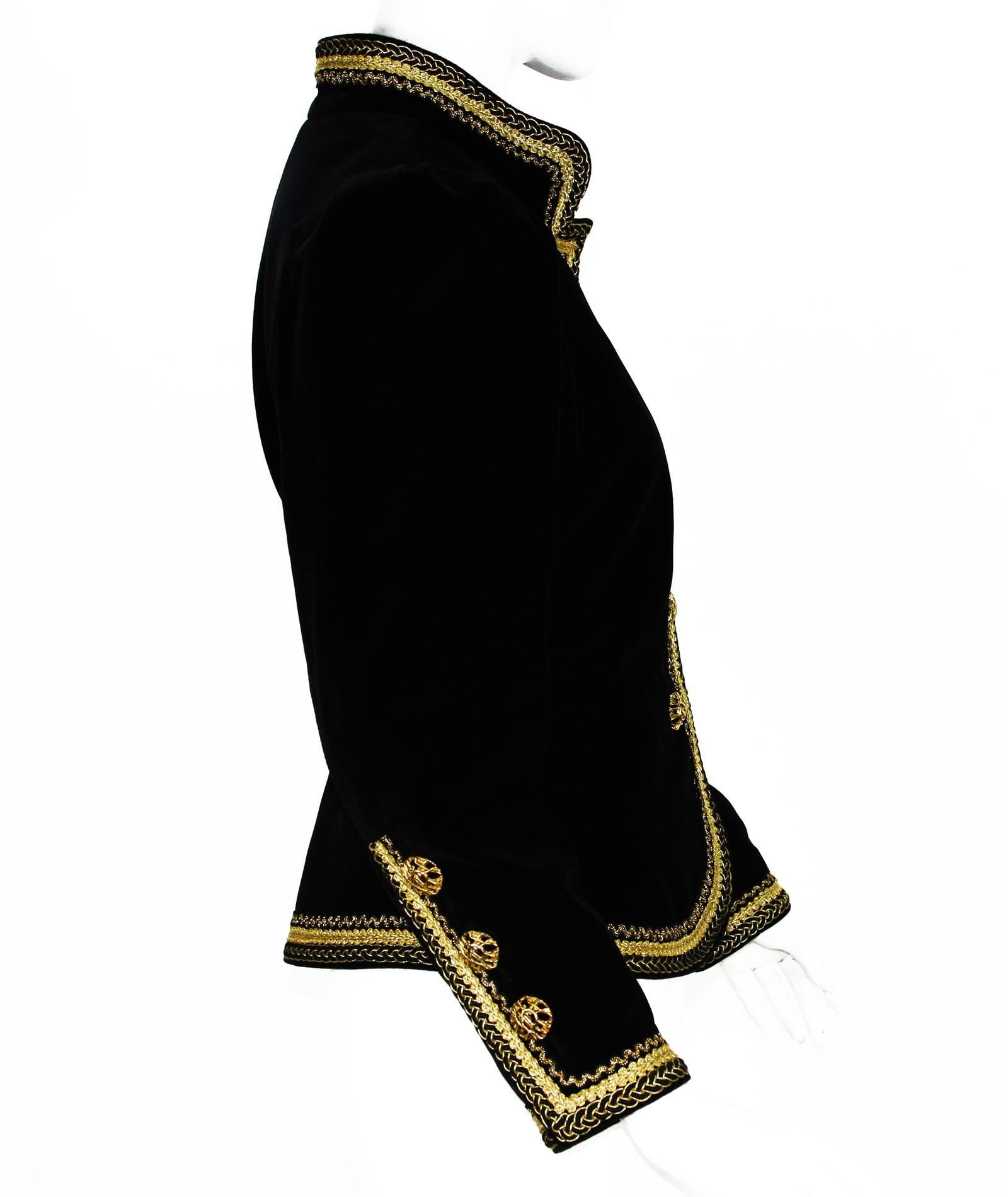 black blazer with gold trim