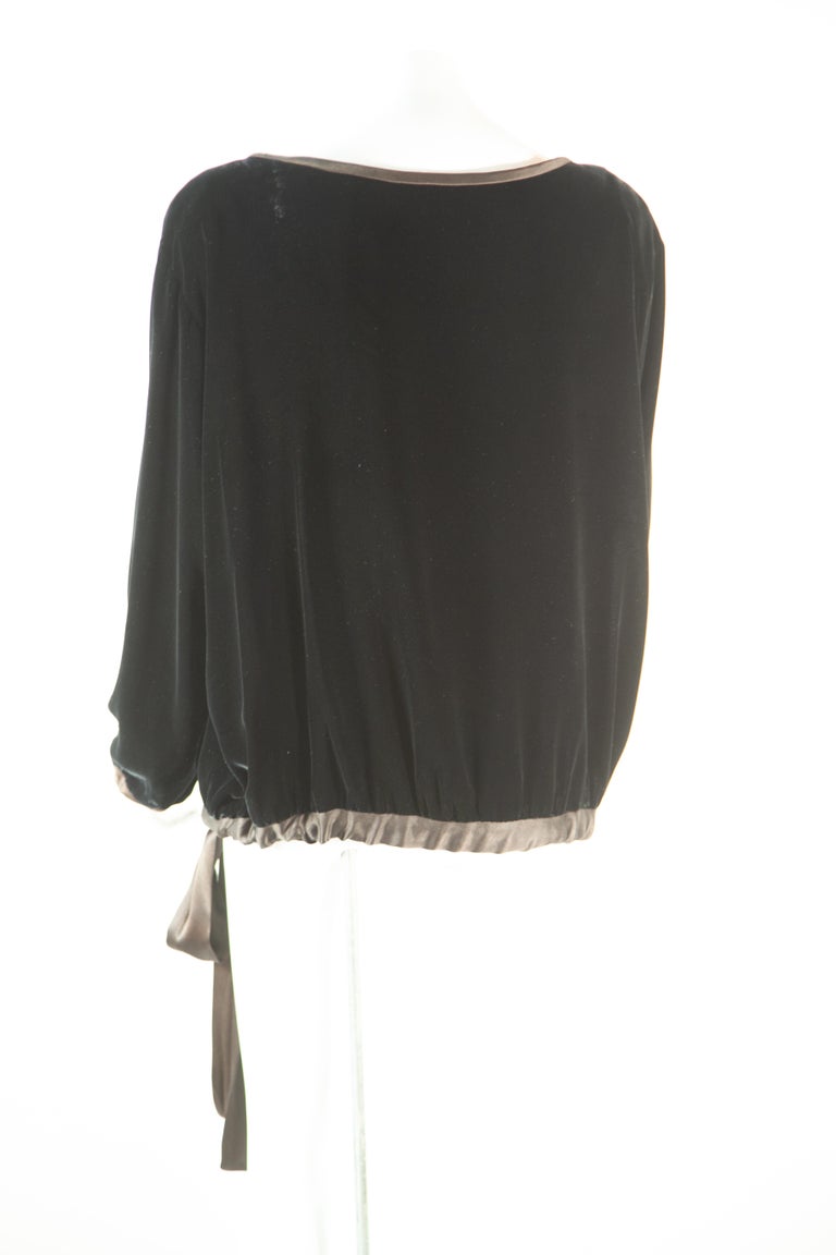 Ysl Ribbon Yves Saint Laurent Rive Gauche Black Velvet Ribbon Top For Sale at 1stDibs