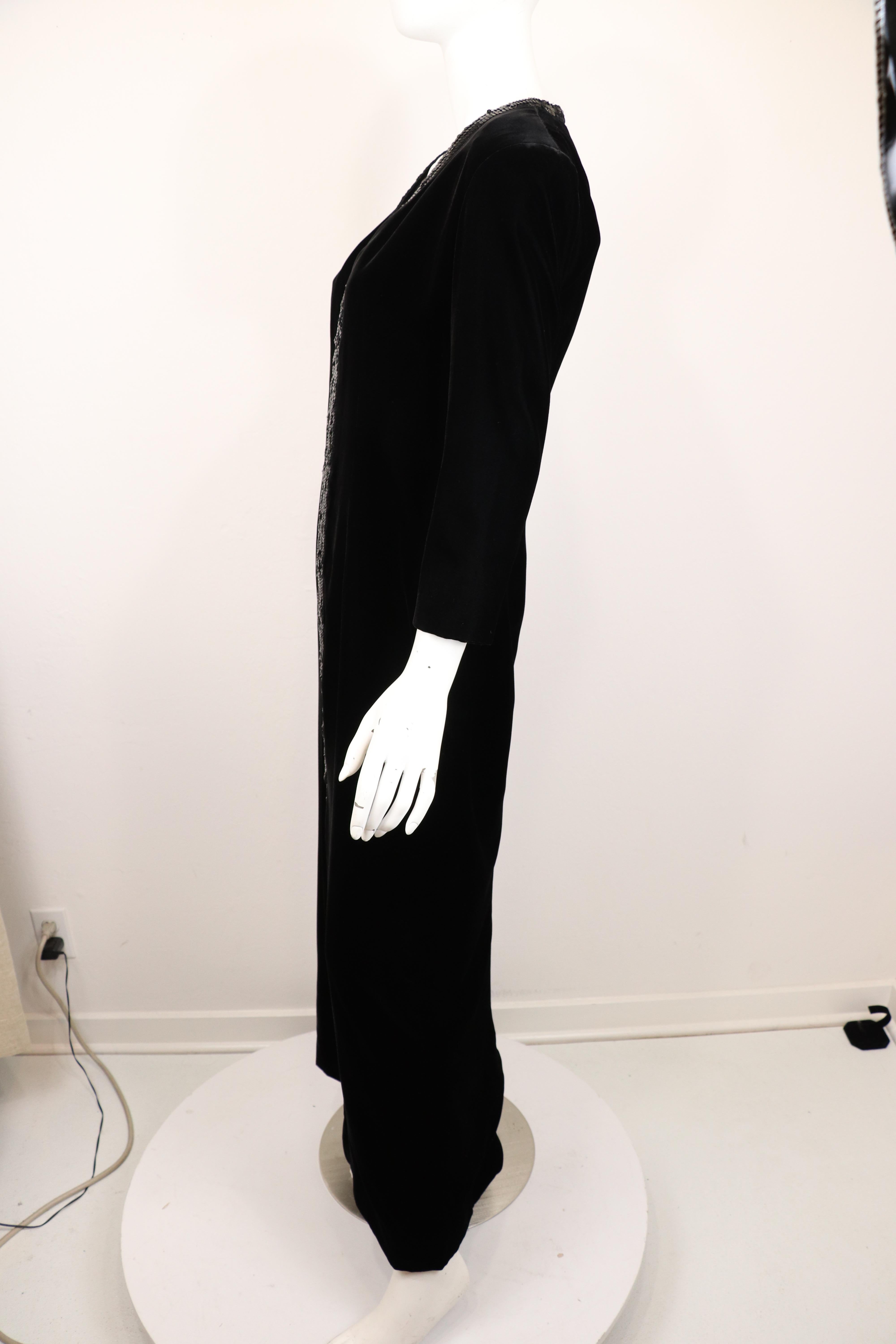 Yves Saint Laurent Rive Gauche Black Velvet & Sequins Gown 1970's In Excellent Condition In Carmel, CA
