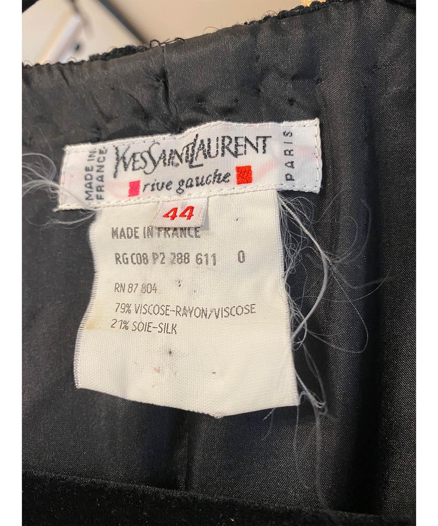 Yves Saint Laurent Rive Gauche Black Velvet & Sequins Gown 1970's 1