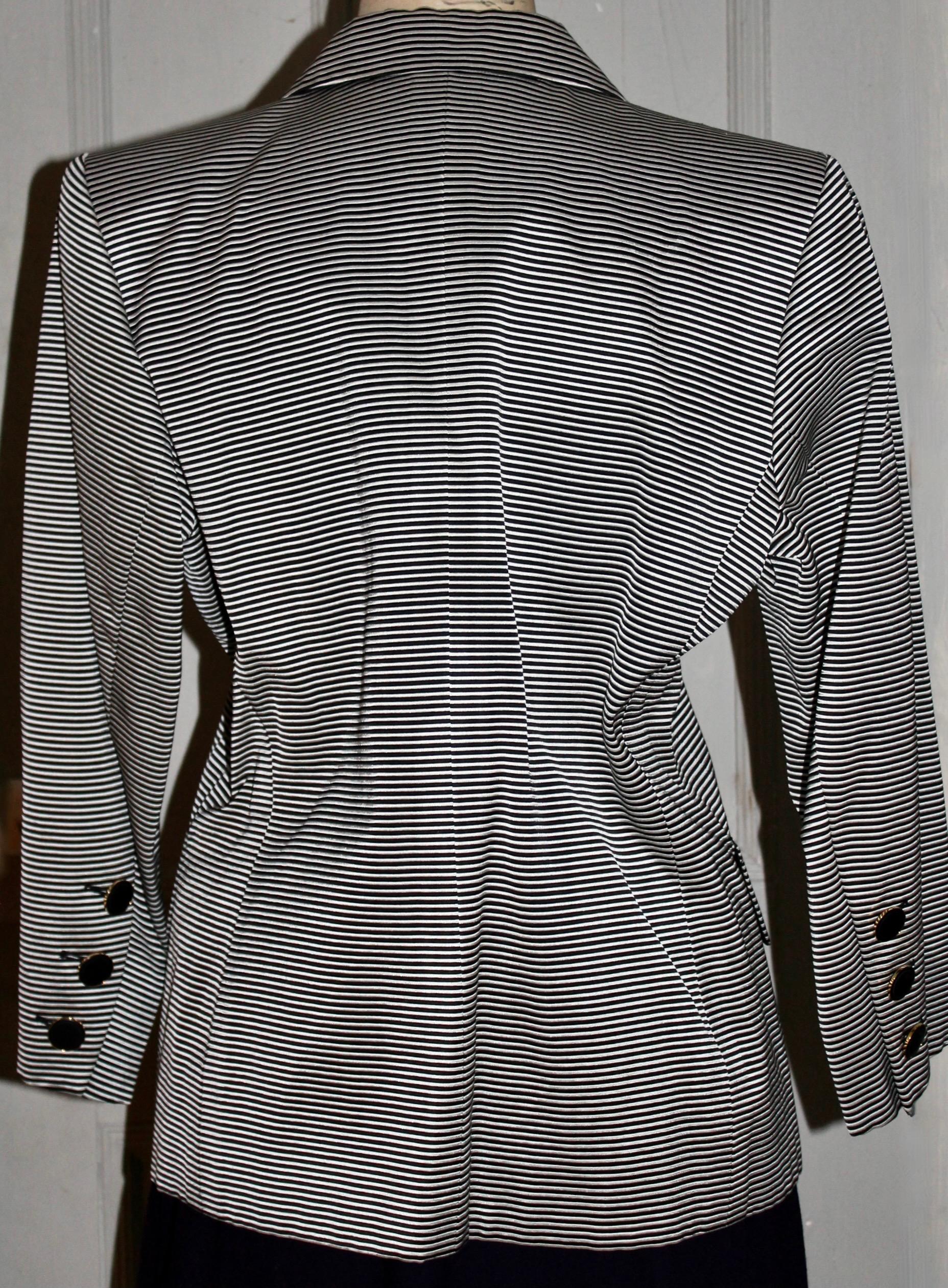 Women's or Men's Yves Saint Laurent Rive Gauche Black/White Pin Striped Jacket For Sale