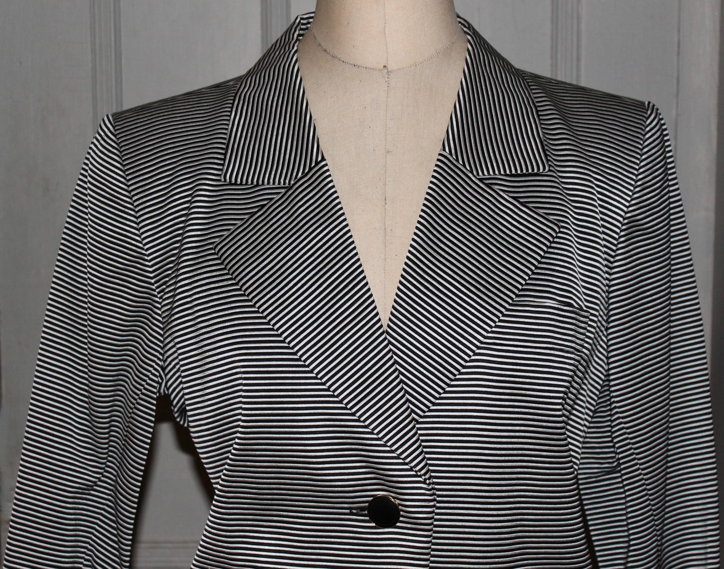 Yves Saint Laurent Rive Gauche Black/White Pin Striped Jacket For Sale 2
