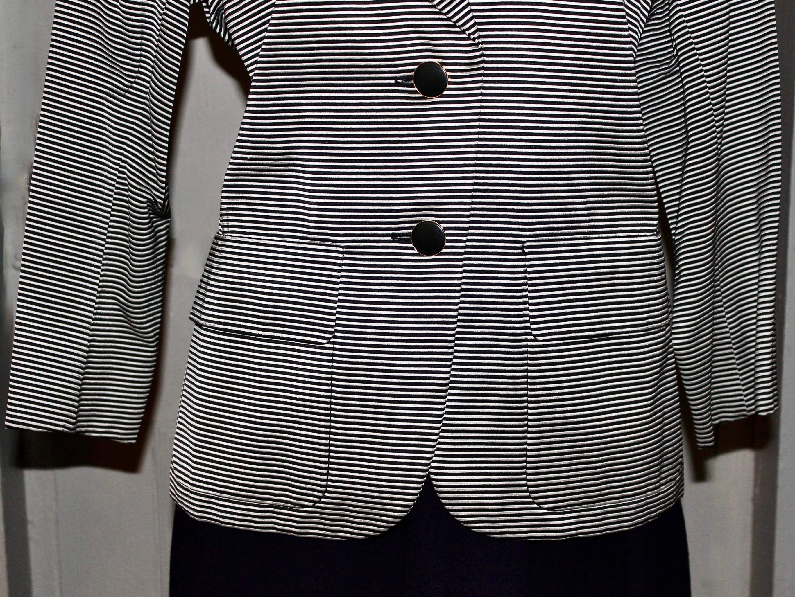 Yves Saint Laurent Rive Gauche Black/White Pin Striped Jacket For Sale 3