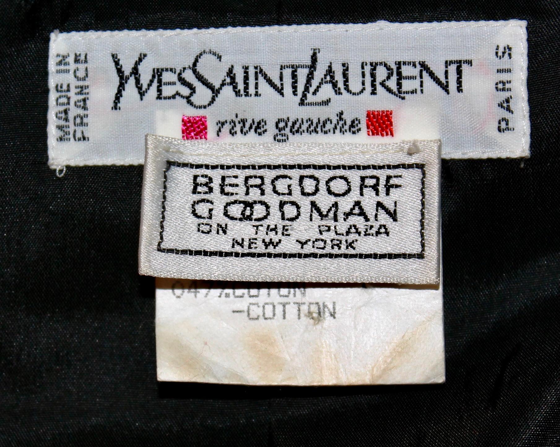 Yves Saint Laurent Rive Gauche - Veste rayée à épingles noires et blanches en vente 4