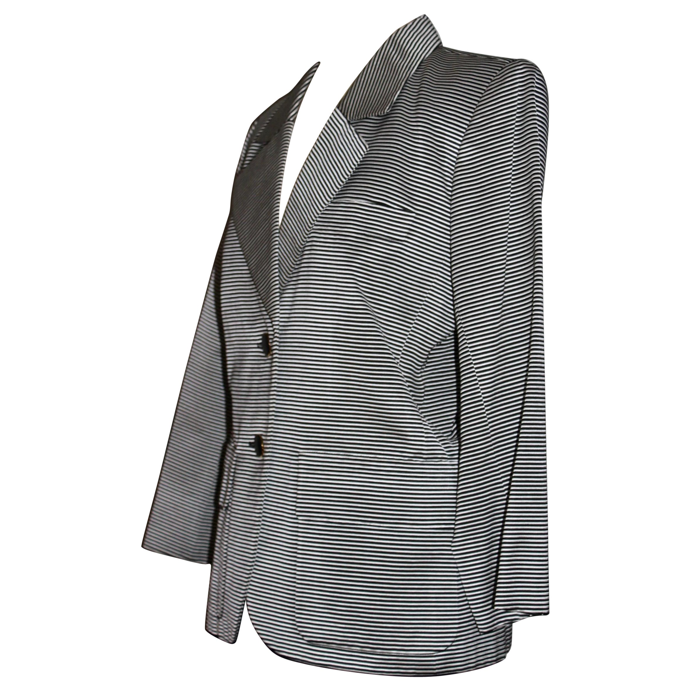 Yves Saint Laurent Rive Gauche - Giacca a righe bianche e nere con spille
