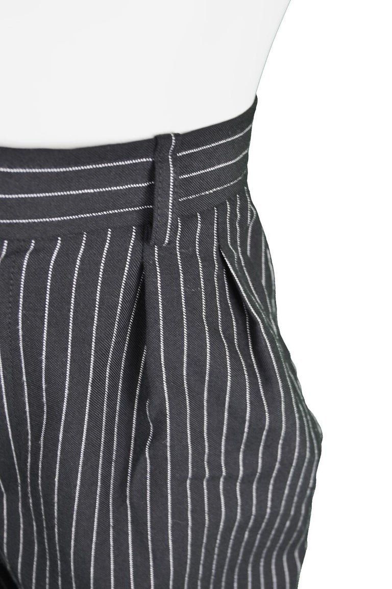 Yves Saint Laurent Rive Gauche Black Worsted Wool Pinstripe Trousers ...