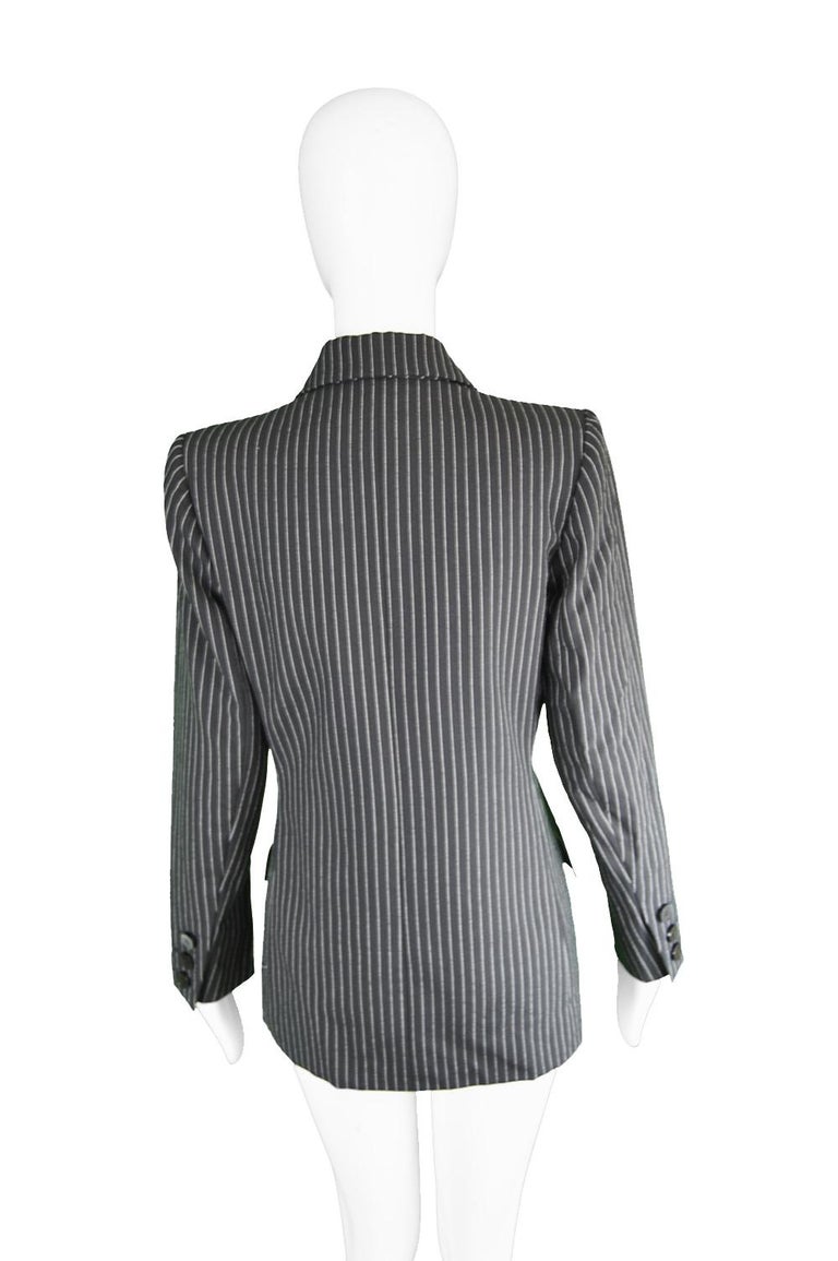 Yves Saint Laurent Rive Gauche Black Worsted Wool Pinstripe Womens Blazer  For Sale at 1stDibs | ysl blazer womens